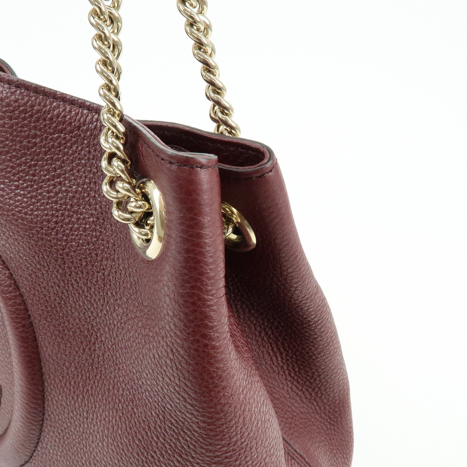 GUCCI SOHO Leather Chain Shoulder Bag Hand Bag Wine Red 308982