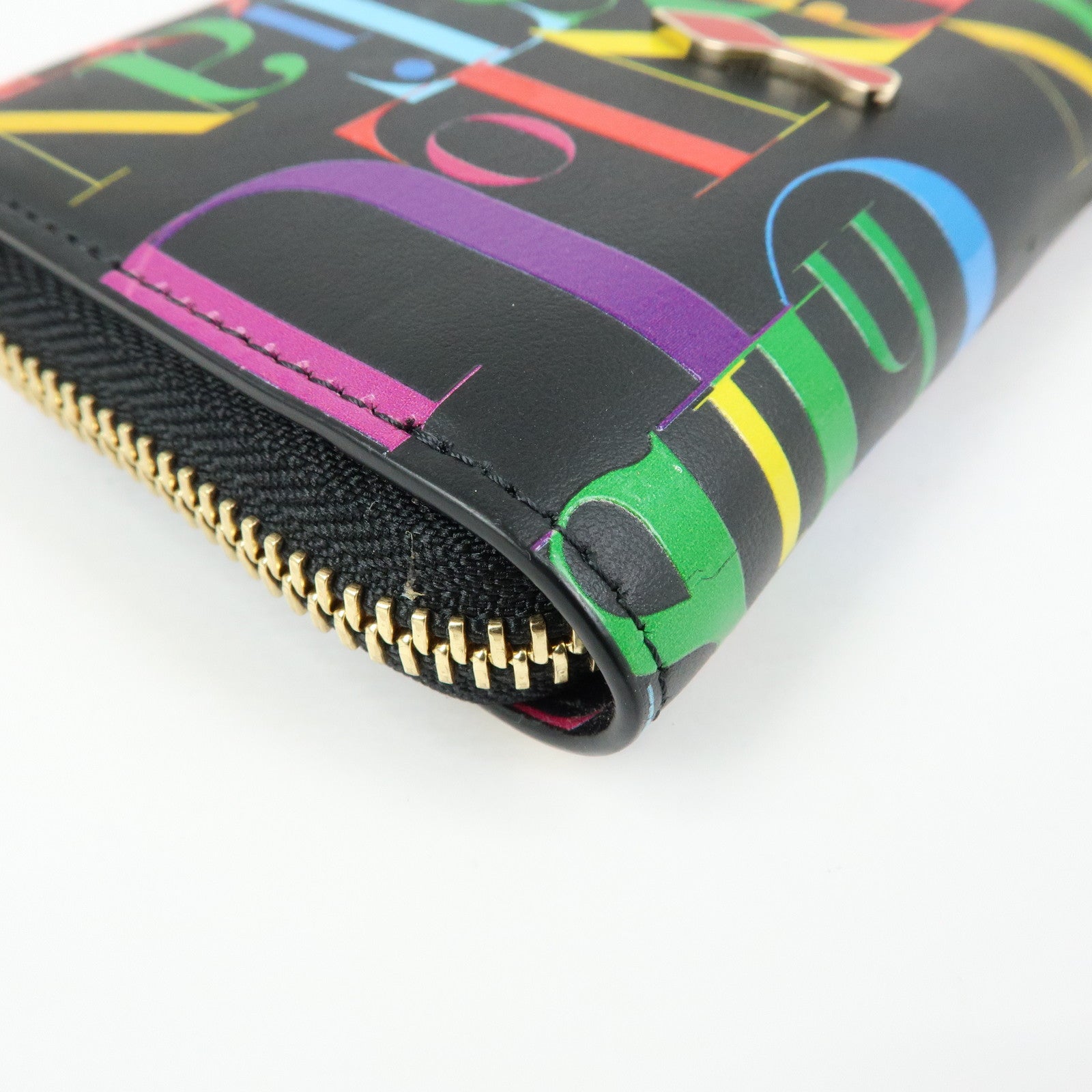 Christian Louboutin Leather Card Case Coin Case Black Multicolor