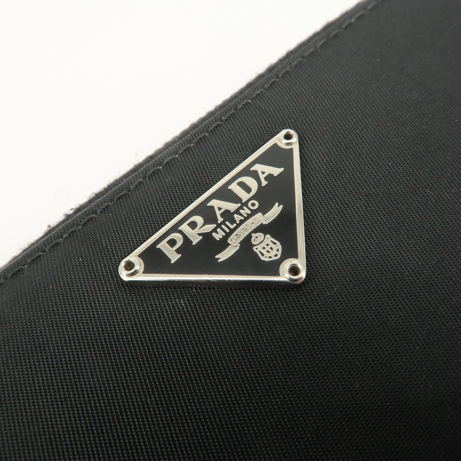PRADA Tessuto Nylon Bi-fold Round Zippy Compact Wallet Black M605