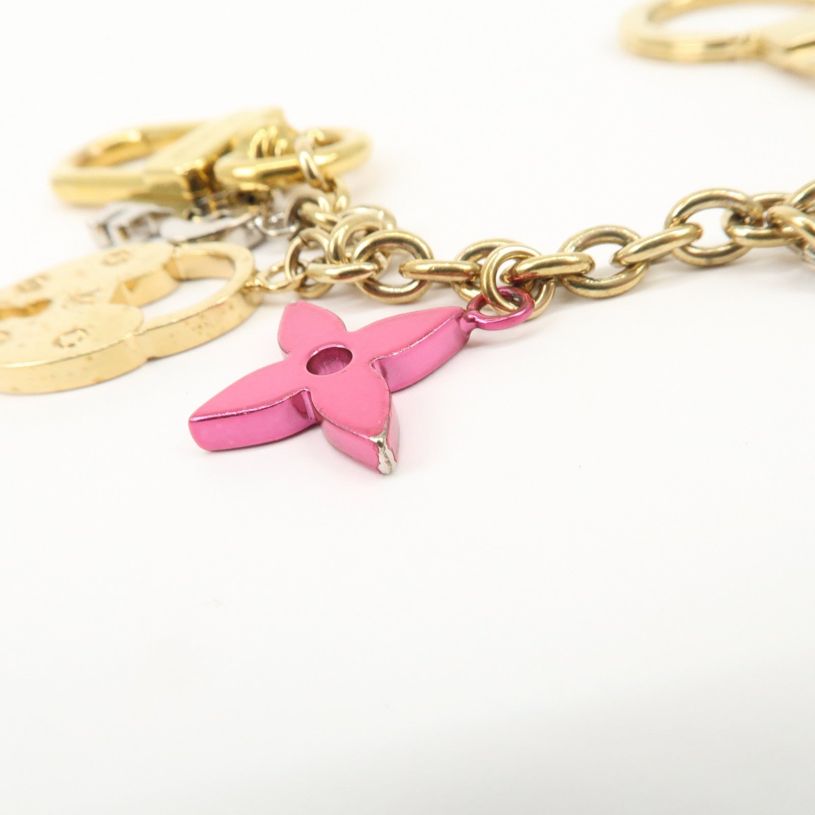 Louis Vuitton Bijou Sac Chenne Love Lock Key Charm Gold Pink M67437 Used