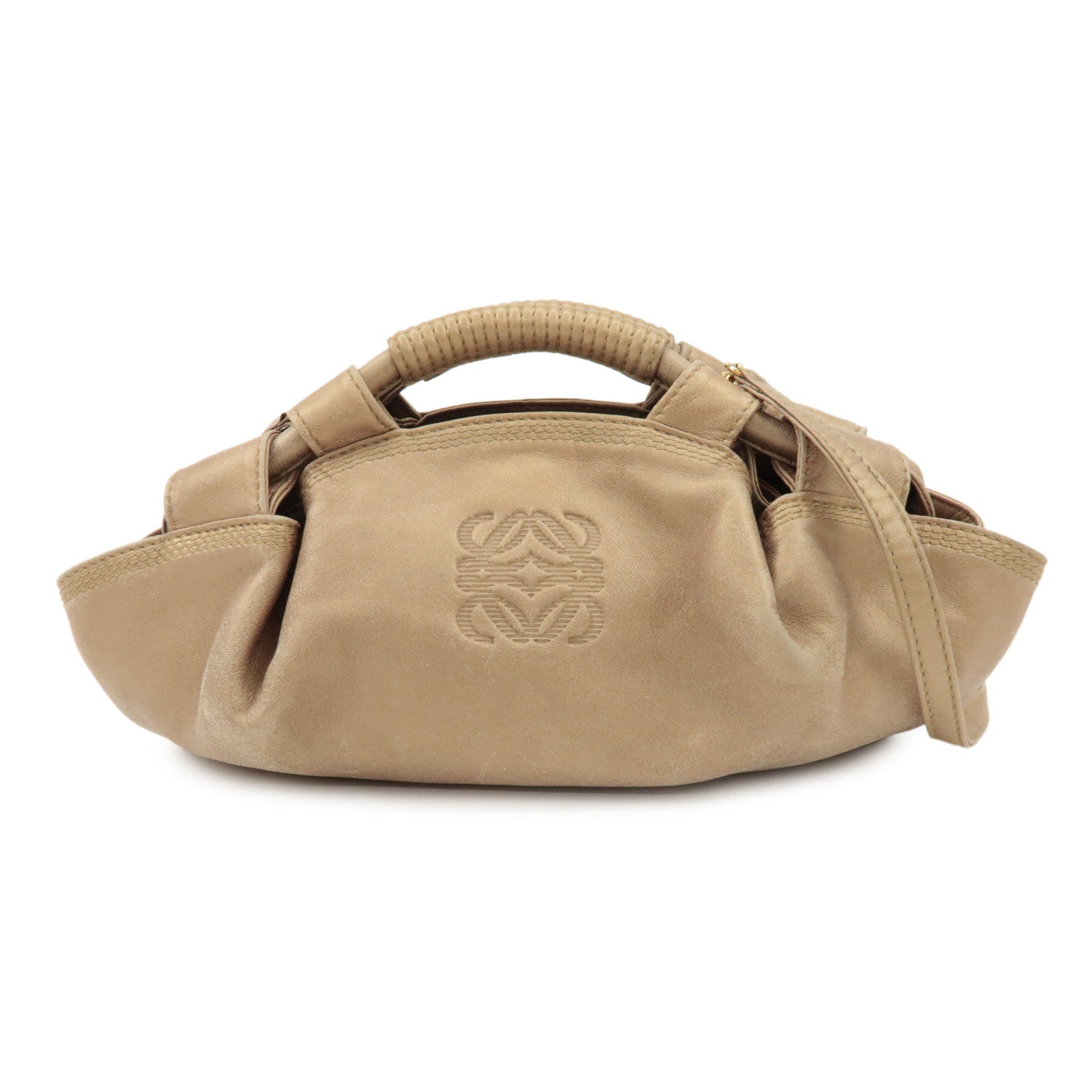 LOEWE Anagram Leather Mini Nappa Aire Hand Bag Tote Bag Gold Used