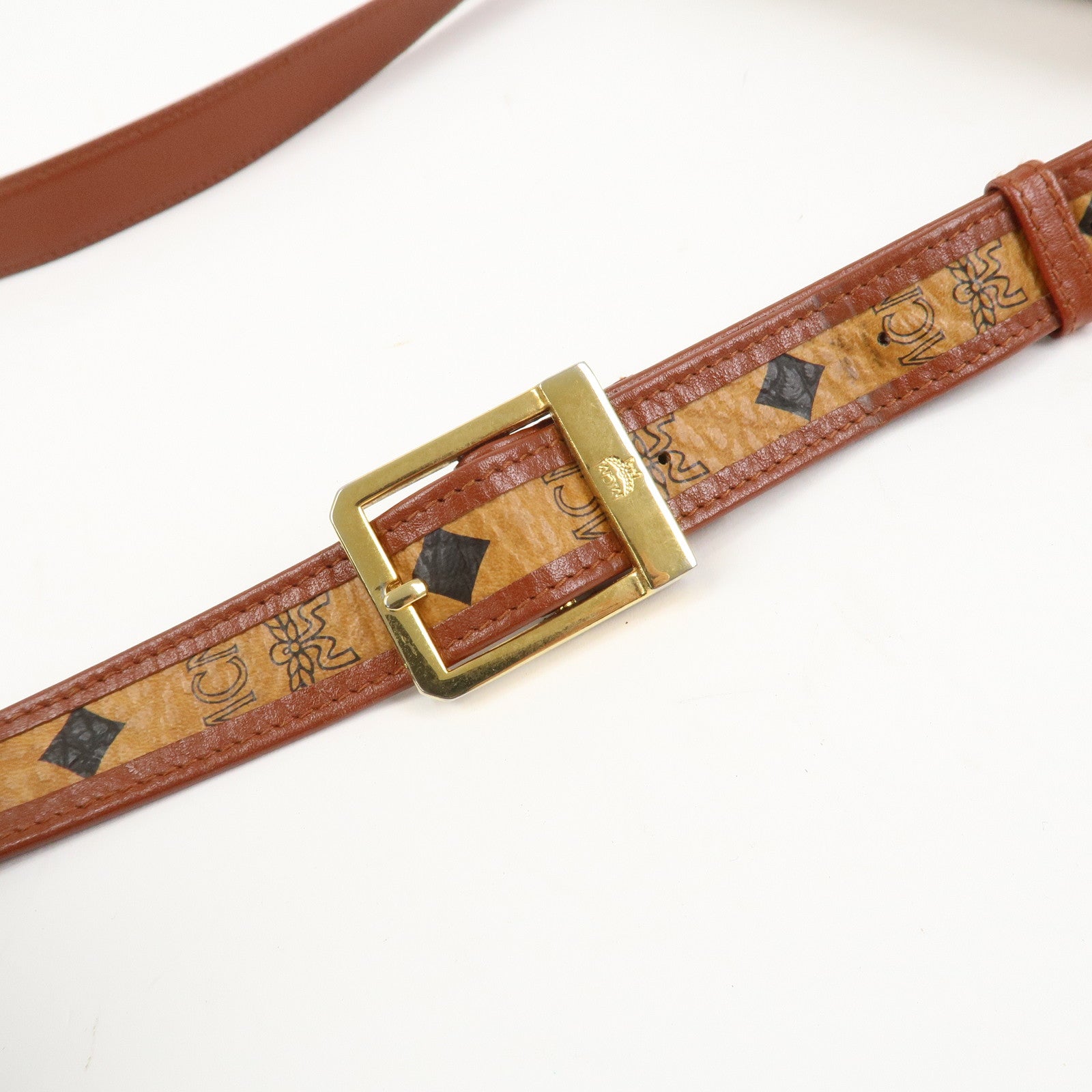 MCM Visetos Leather Shoulder Bag Crossbody Bag Brown