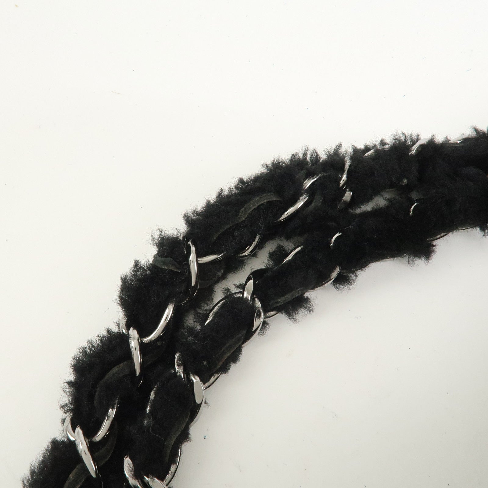 CHANEL Mouton Leather Chain Shoulder Bag Hand Bag Black Silver