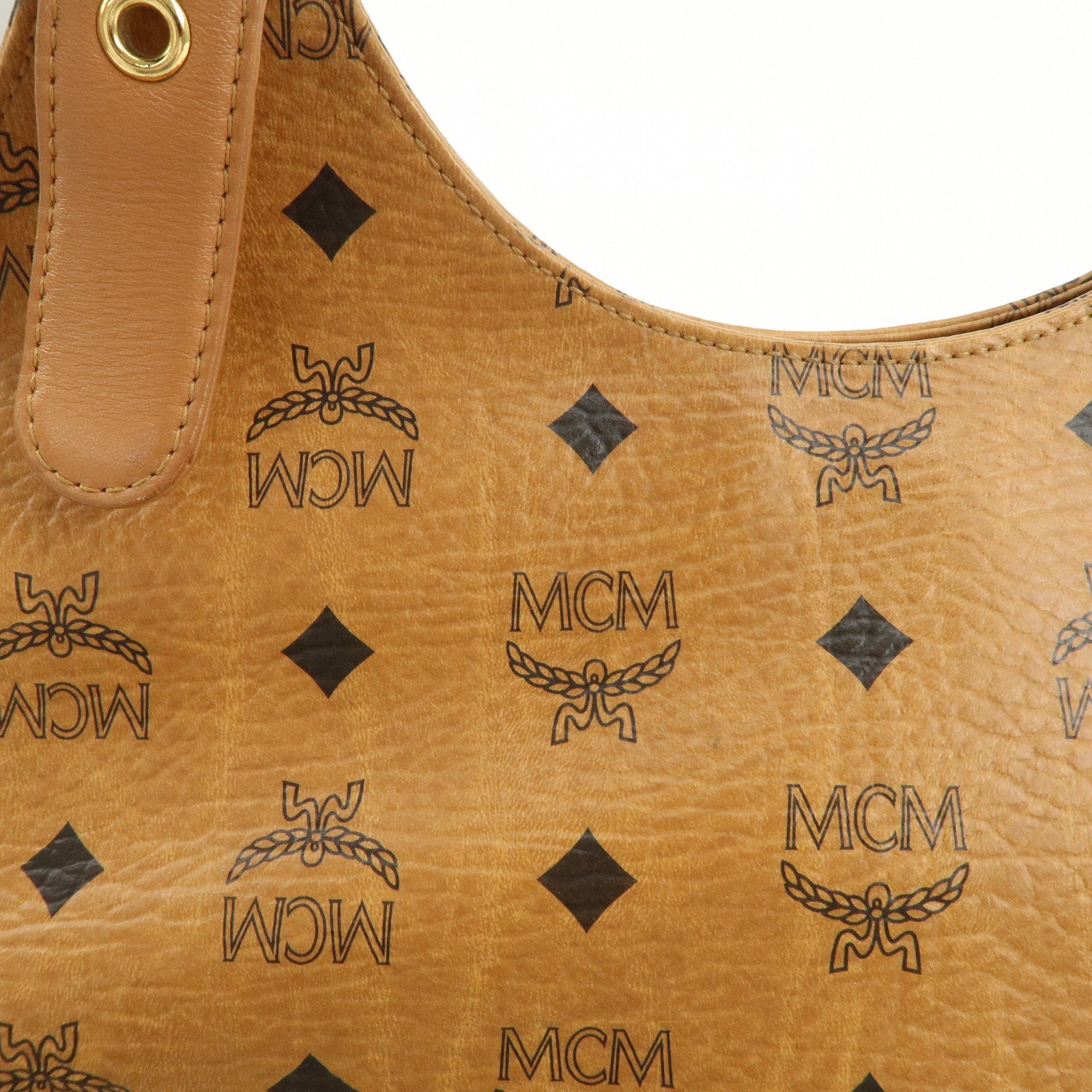 MCM Visetos Leather Hand Bag Shoulder Bag Brown Camel Brown