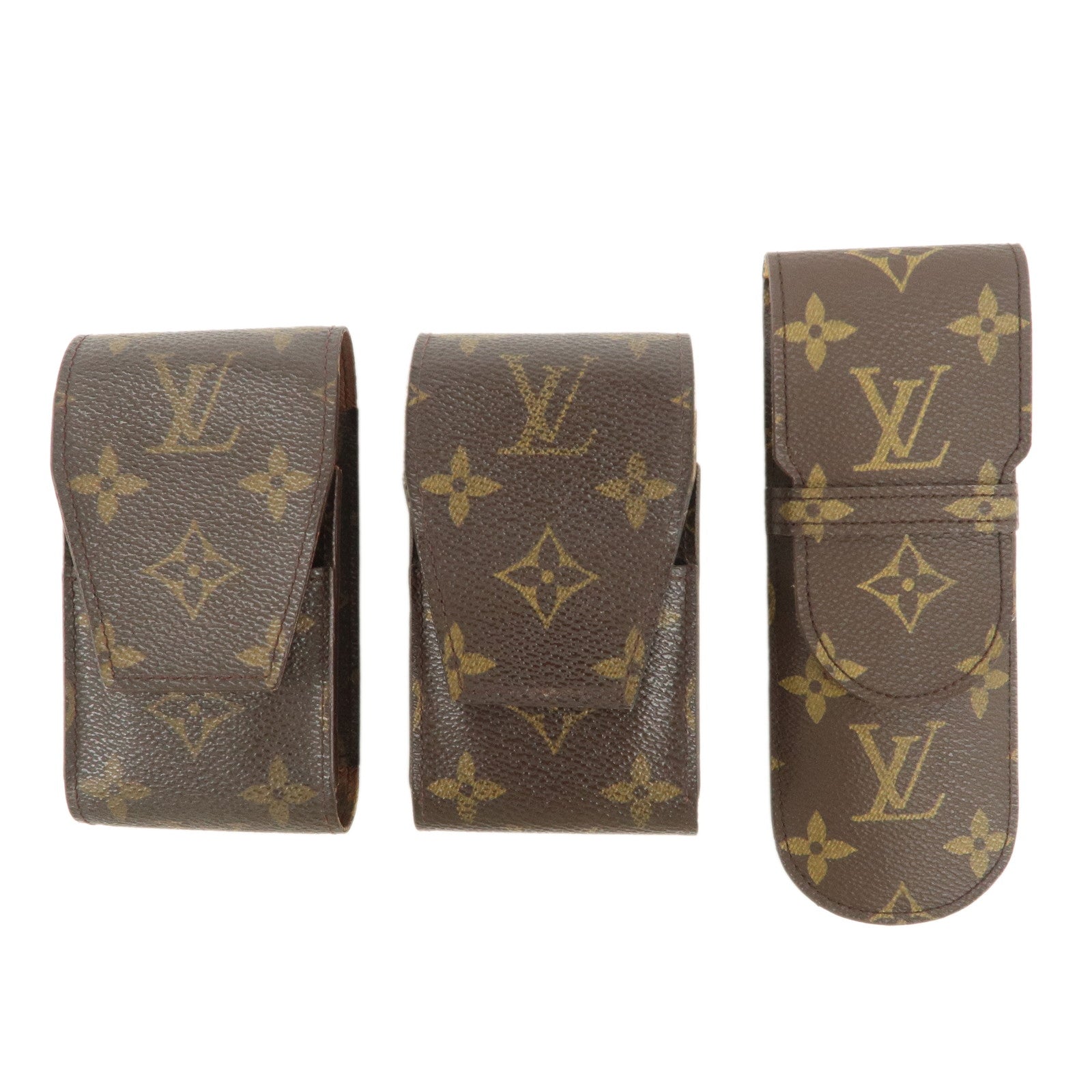 Louis Vuitton Monogram Set Of 3 Etui Cigarette Case Pen Case M63024 M62990 Used