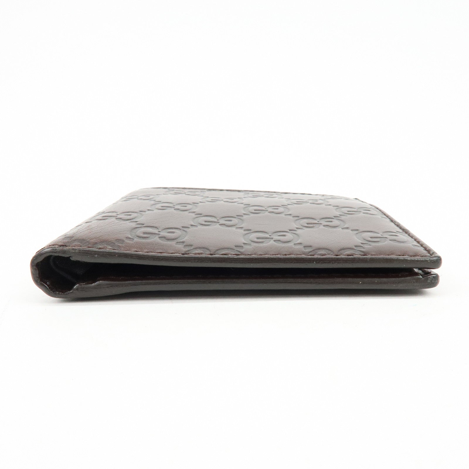 GUCCI Guccissima Leather Bi-fold Compact Wallet Dark Brown 146223