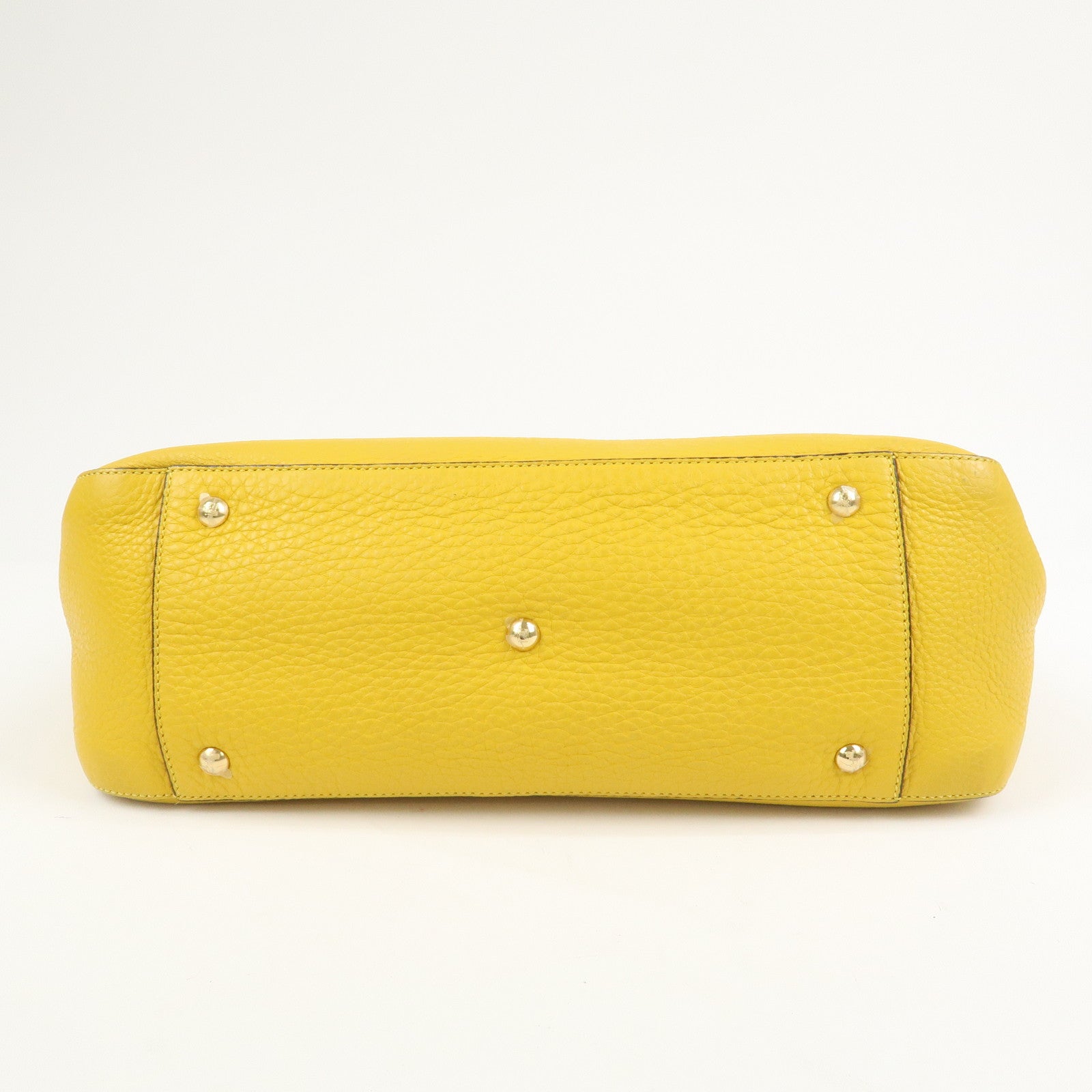 FENDI Selleria Leather 2Way Hand Tote Shoulder Bag Yellow 8BH368
