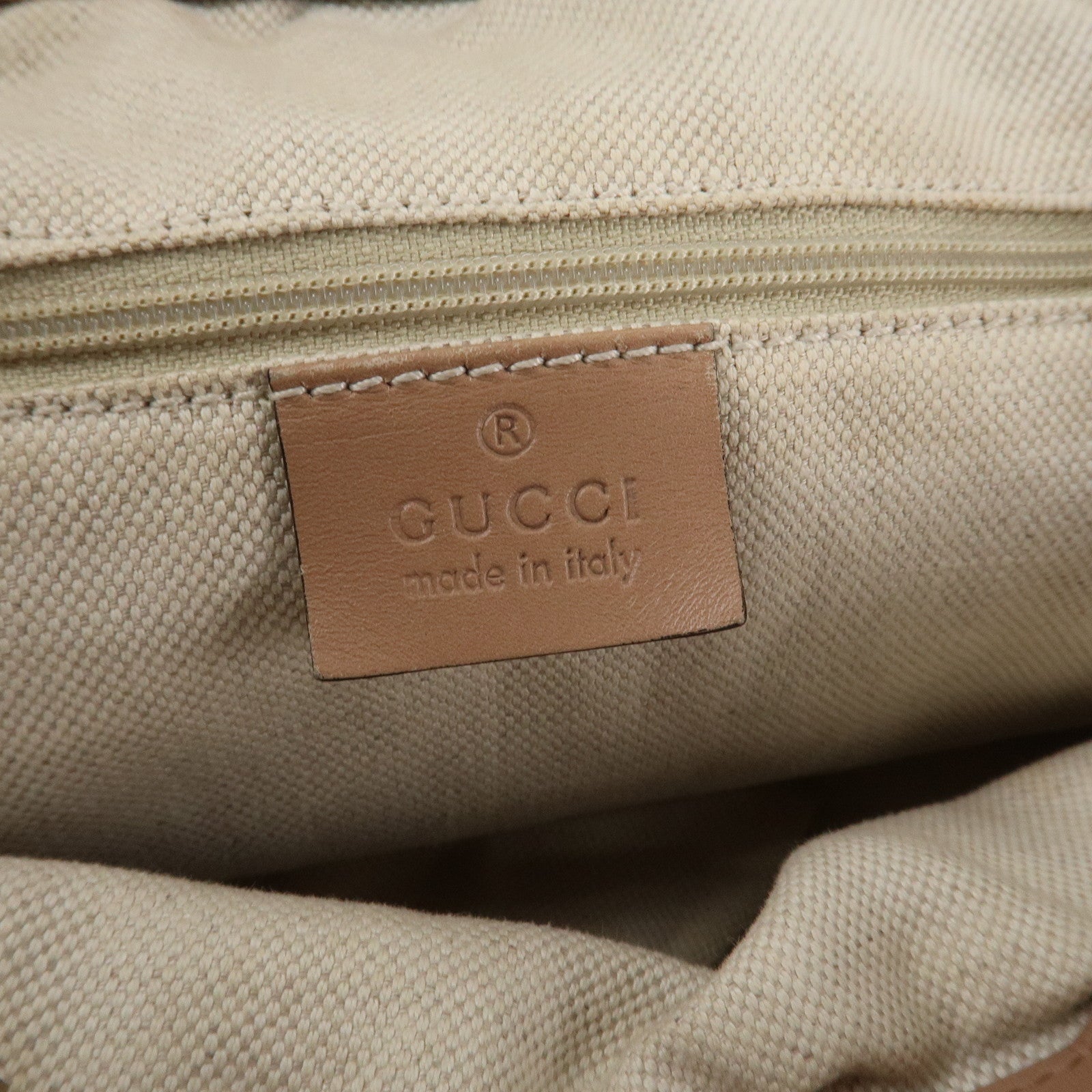 GUCCI Sukey Canvas Leather Shoulder Bag Beige Pink Gold HDW 232955 Used