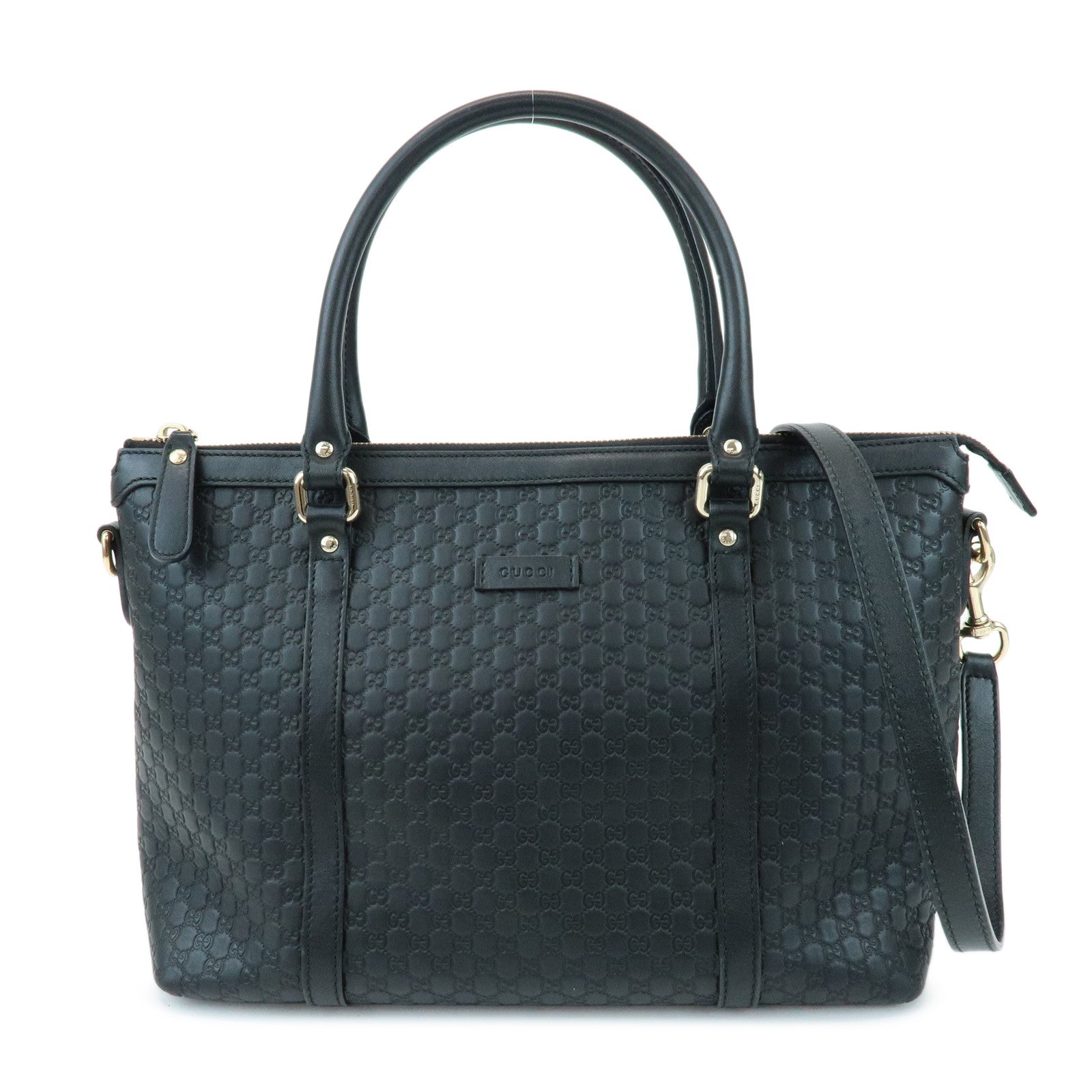 GUCCI Guccissima Leather 2Way Bag Hand Bag Tote Bag Black 449656