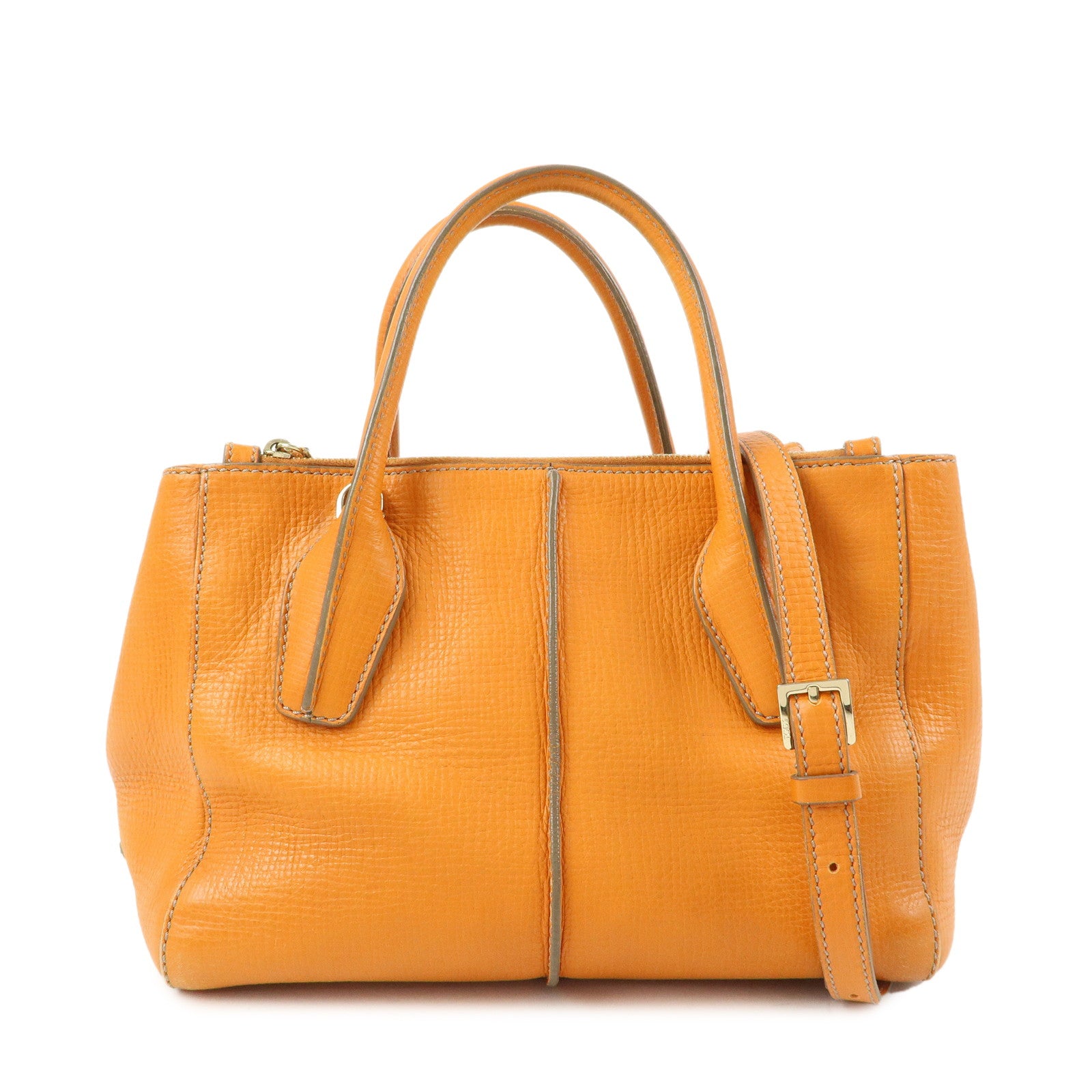 TOD'S D Styling Leather 2Way Bag Hand Bag Shoulder Bag Orange