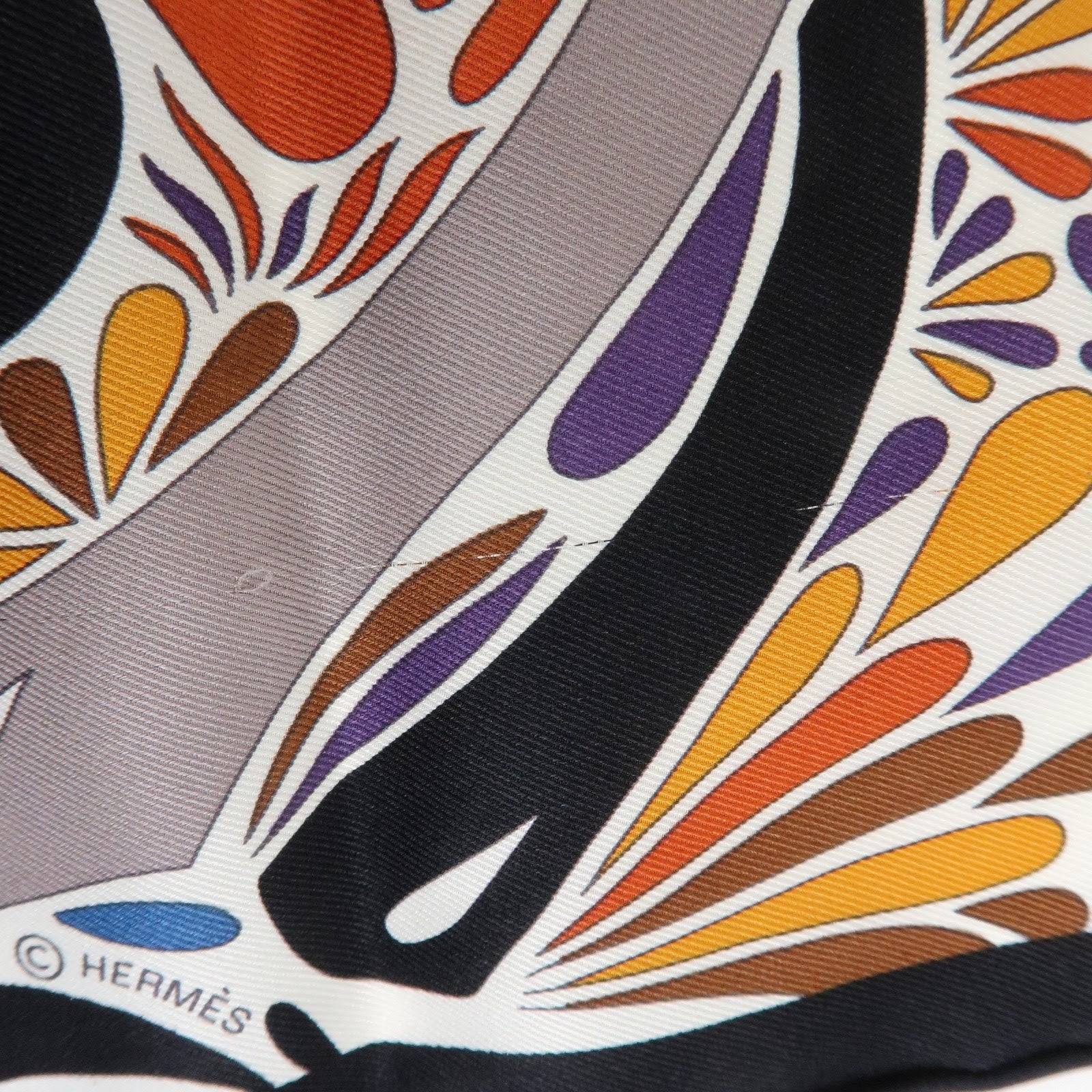 HERMES Carre 65 Set of 2 Silk 100% Scarf Beige Brown Orange