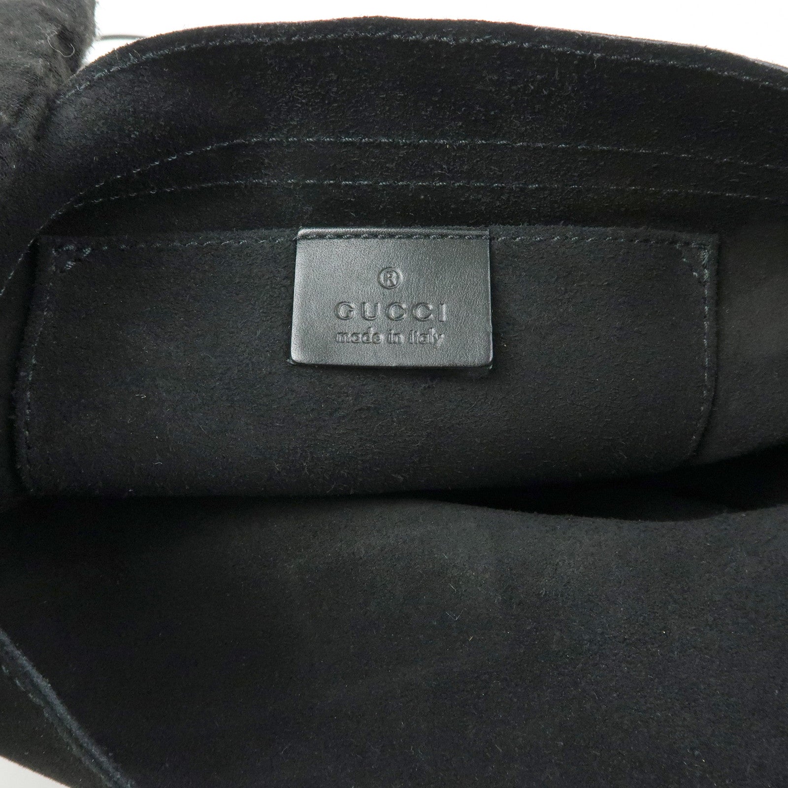 GUCCI Heart Suede Leather Shoulder Bag Crossbody Bag Black 95107