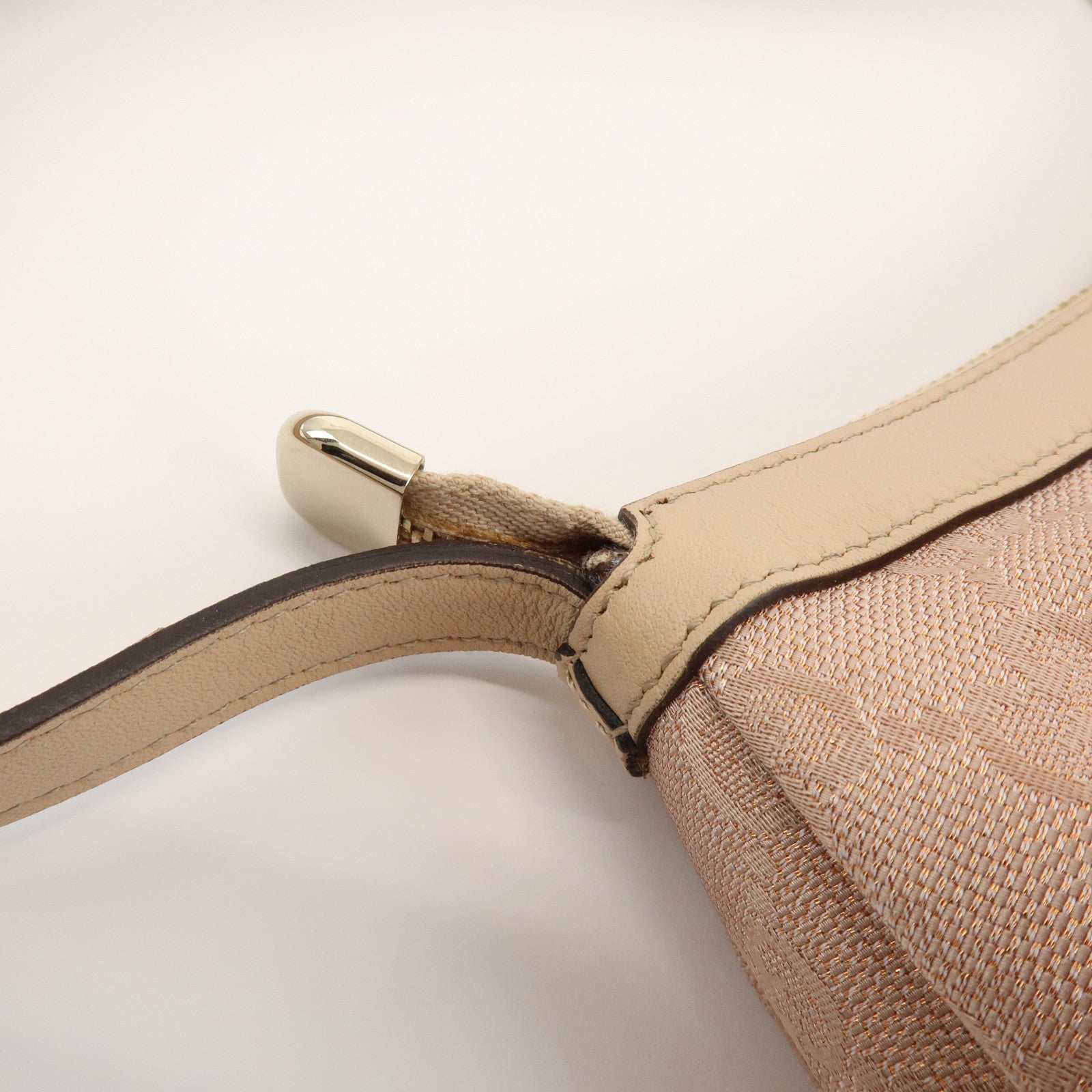 GUCCI Lovely Heart GG Canvas Leather Hand Bag Pink Beige 245938