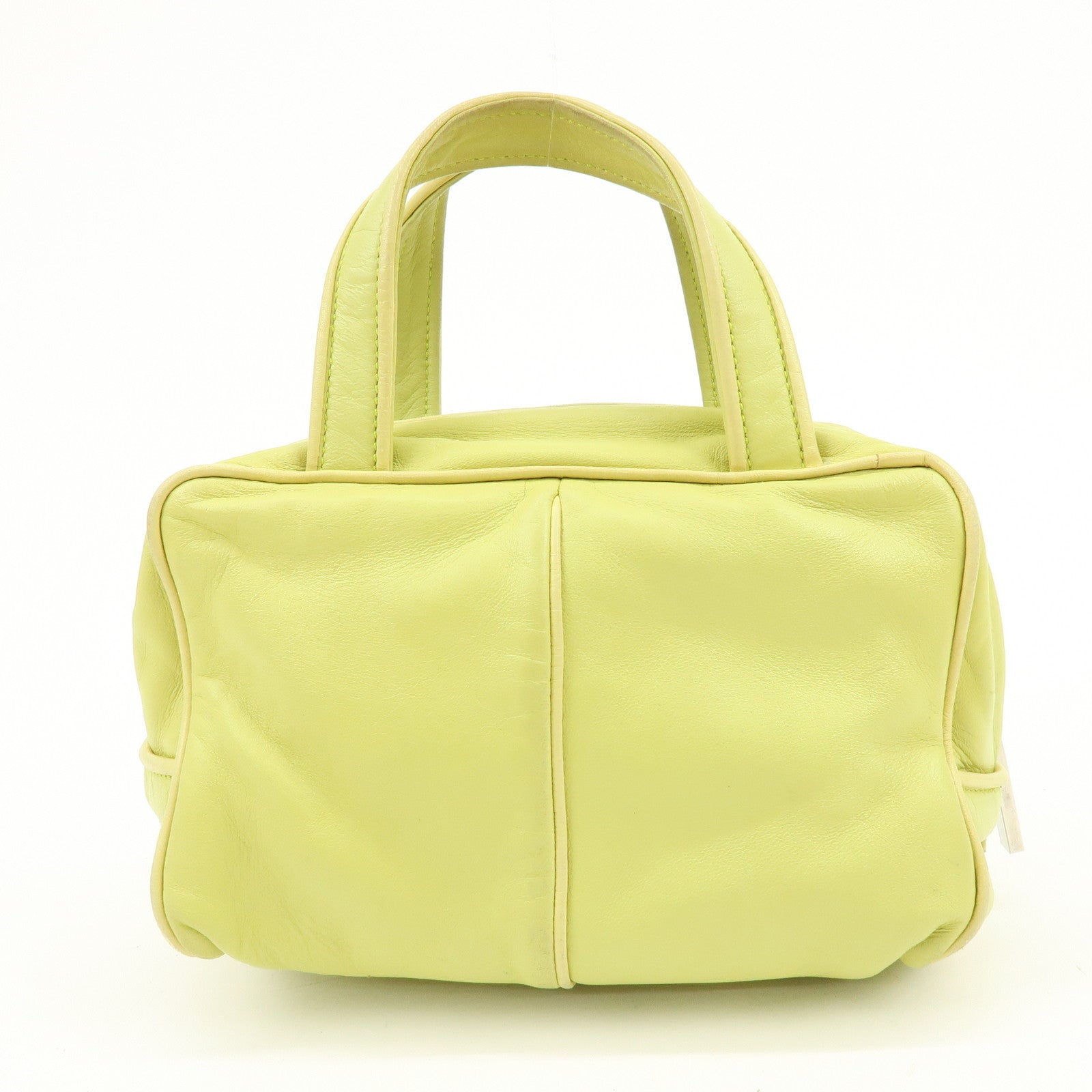 LOEWE Logo Nappa Leather Mini Hand Bag Boston Bag Lime Green