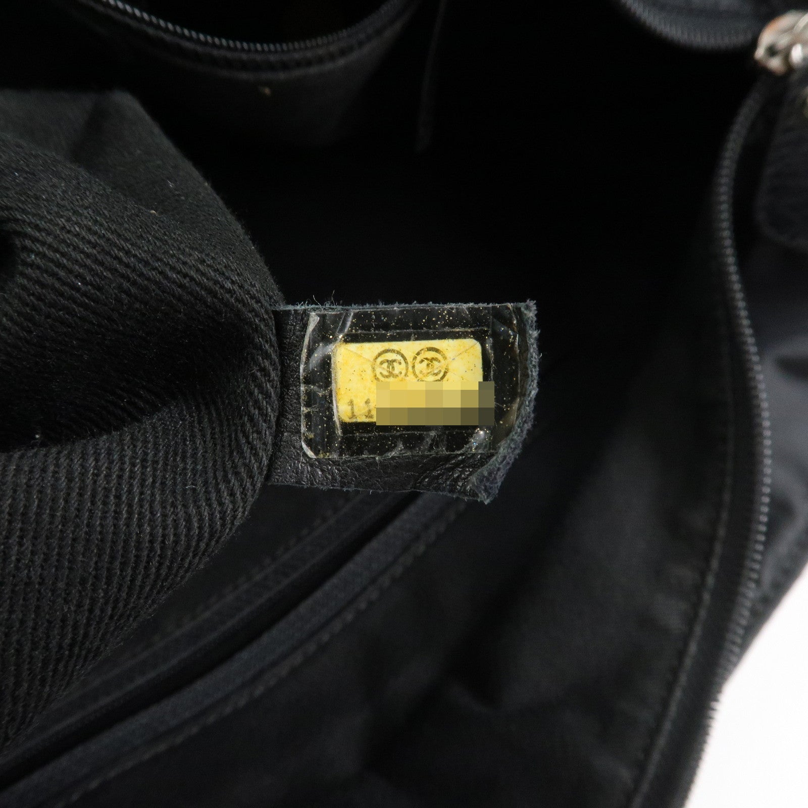 CHANEL Paris New York COCO Mark Nylon Leather Tote Bag Black A33100