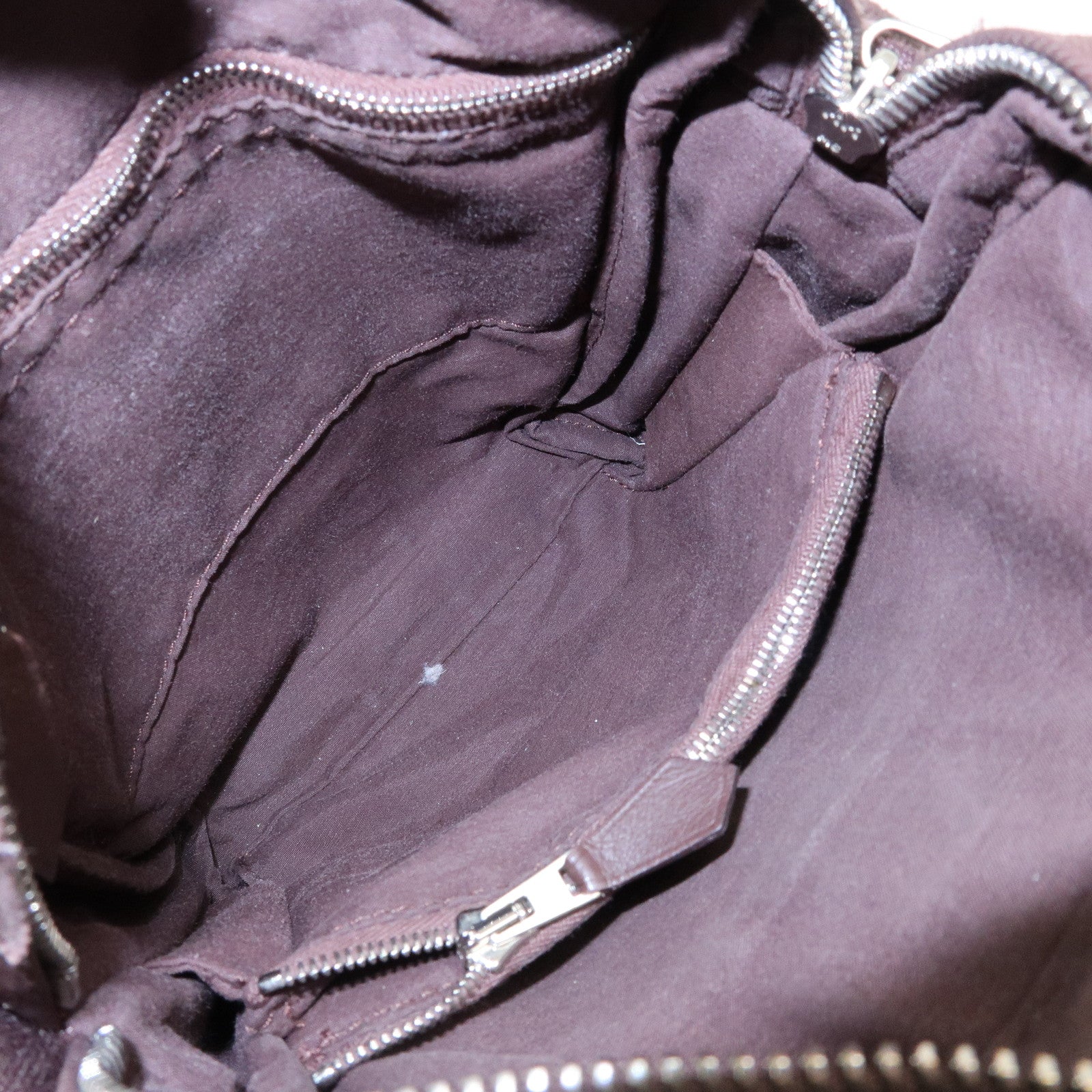 HERMES Toile Chevron Pochette Bandouliere PM Shoulder Bag Brown