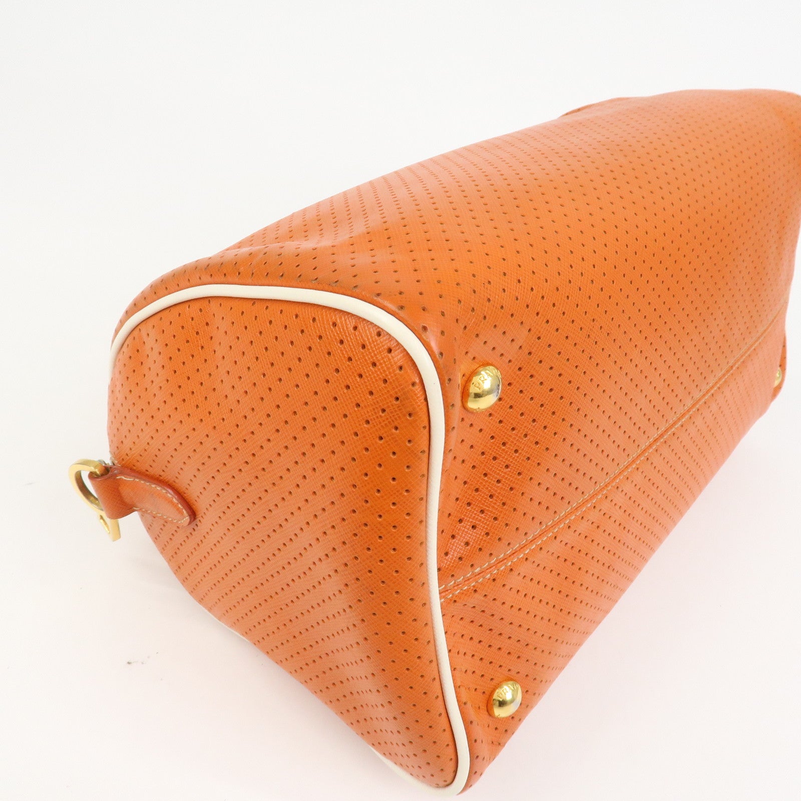 PRADA Saffiano Leather 2Way Bag Hand Bag Shoulder Bag Orange