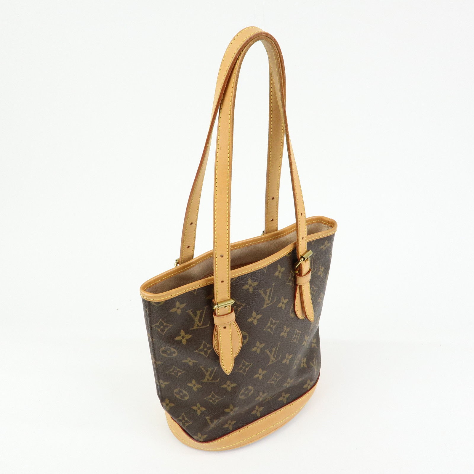 Louis Vuitton Monogram Canvas Bucket PM Hand Bag Brown M42238
