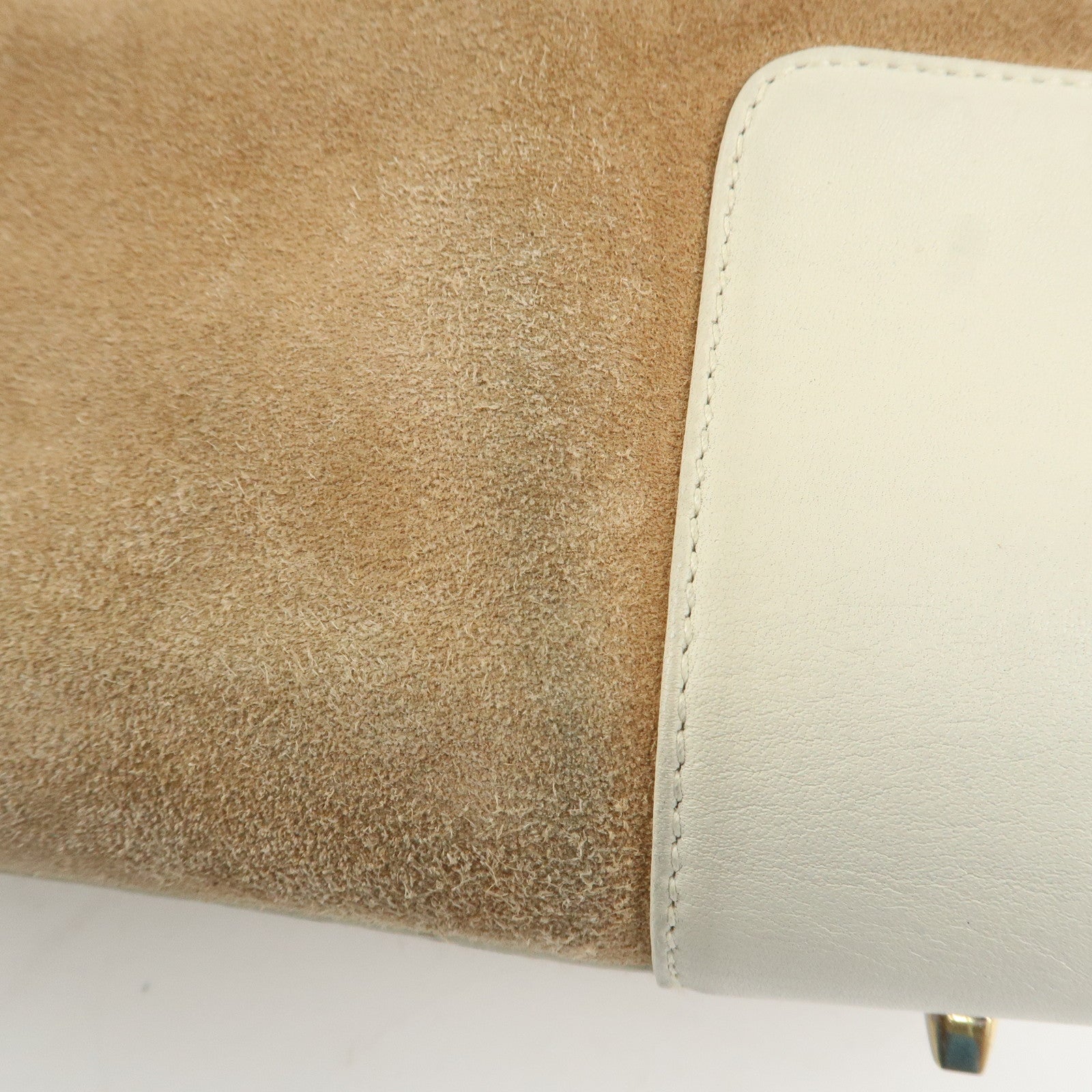 LOEWE Anagram Leather Amazona 35 Hand Bag Tote Bag Beige Ivory