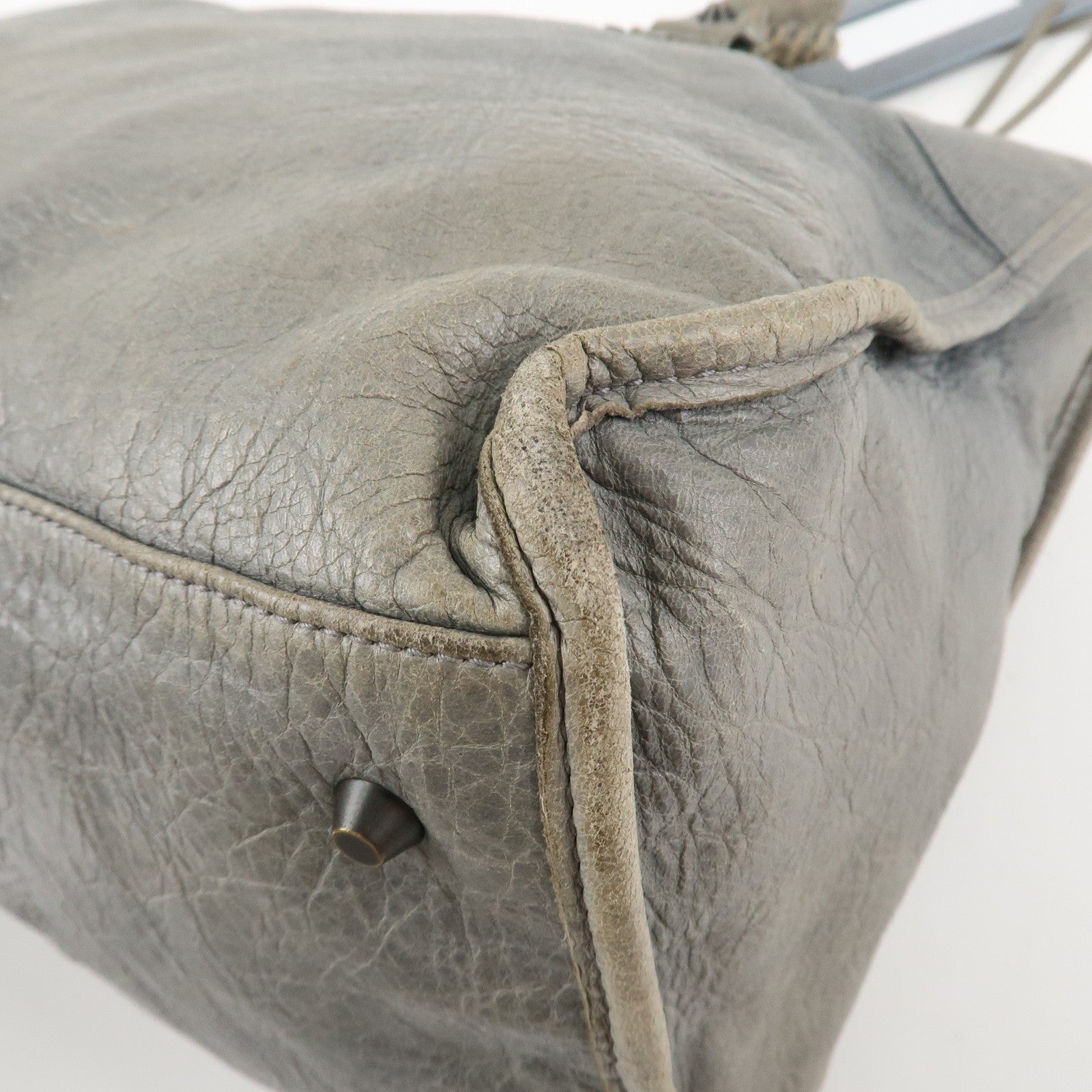 BALENCIAGA The Work Leather Tote Bag Hand Bag Gray Used