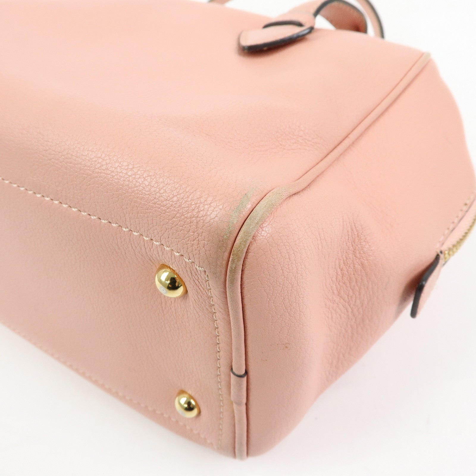 LOEWE Heritage Logo Leather Boston Bag Shoulder Bag Pink