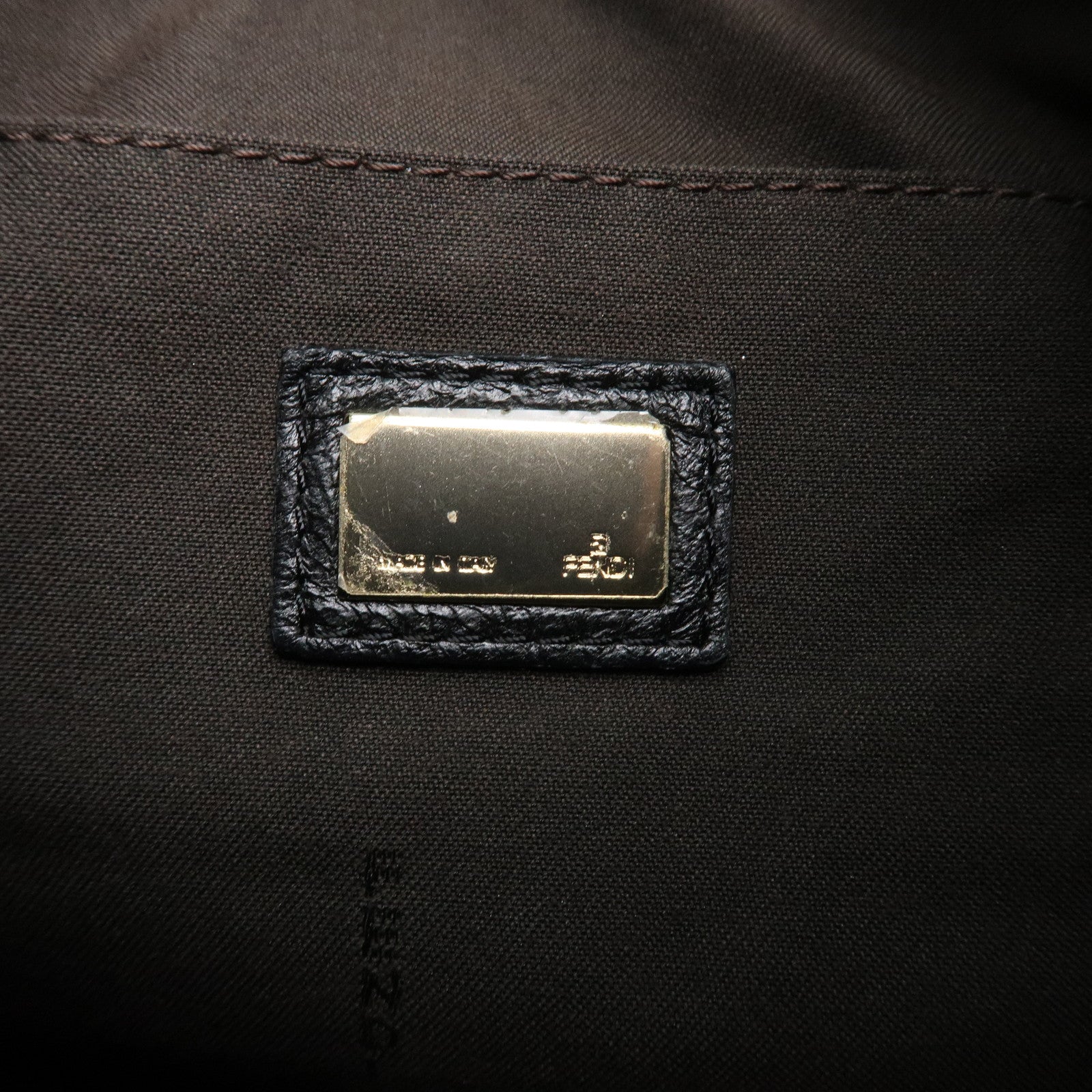 FENDI Leather Shoulder Bag Hand Bag Black 8BR522 Used