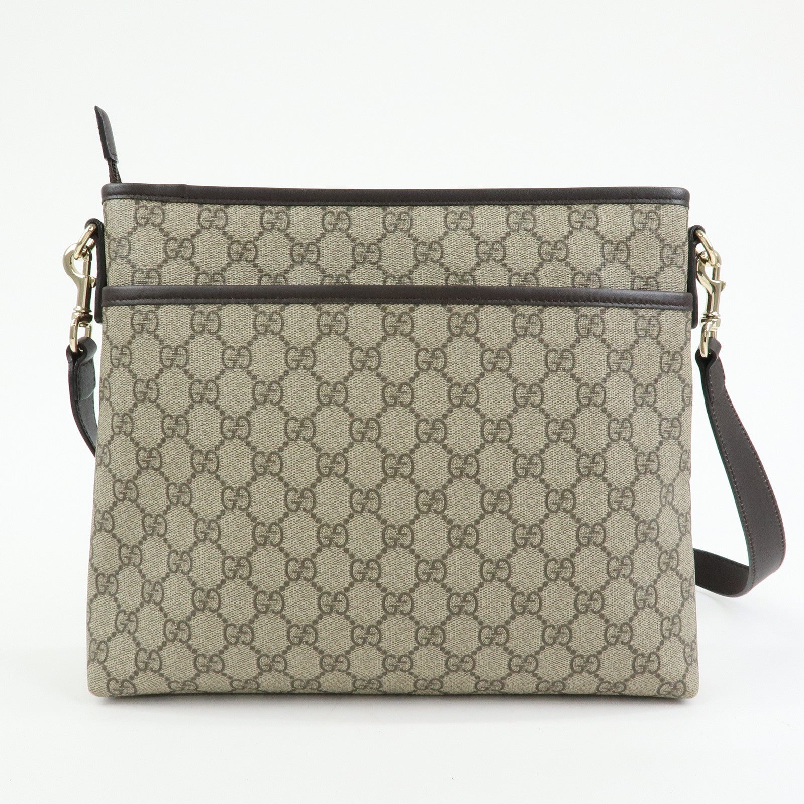 GUCCI GG Supreme Leather Shoulder Bag Beige Brown 388924