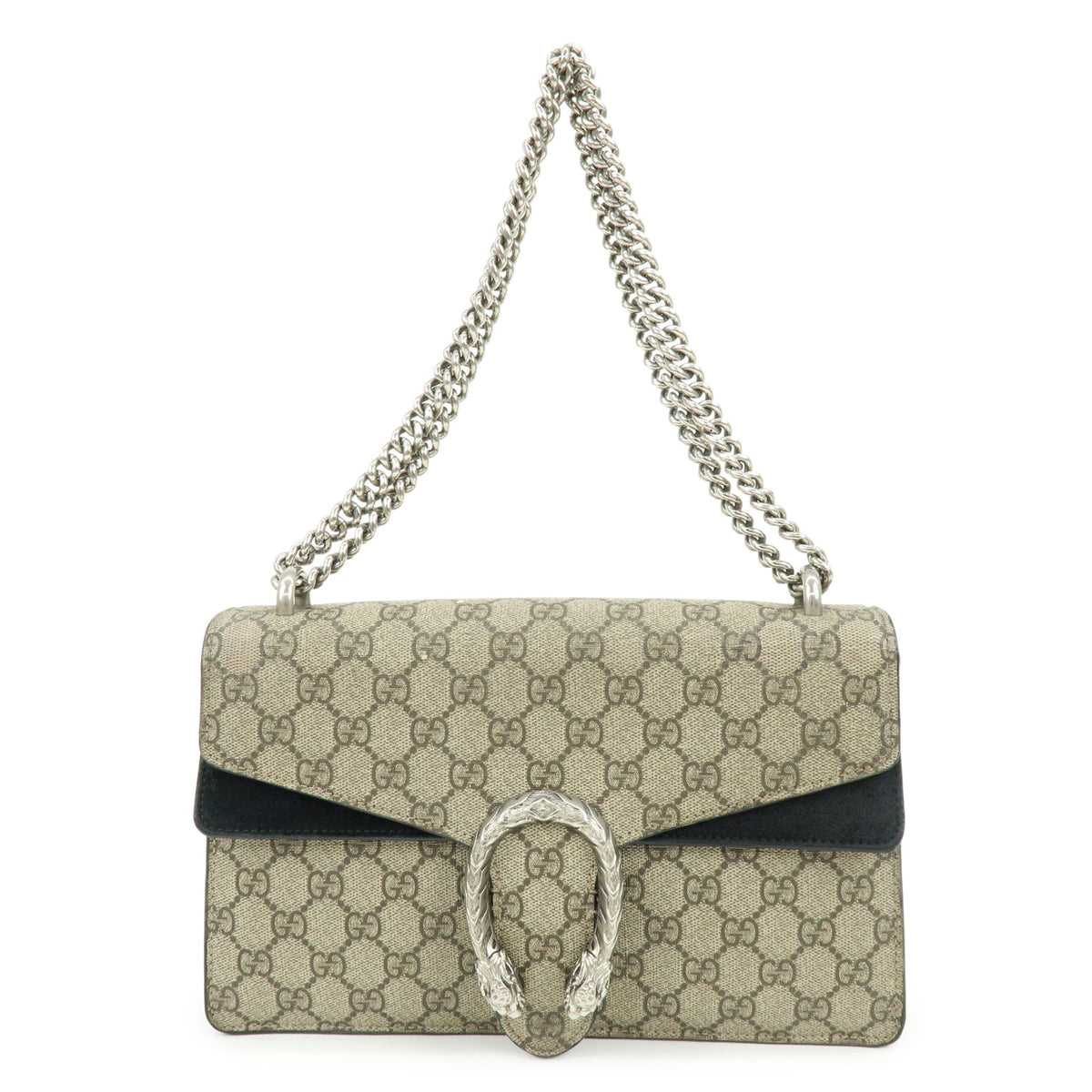GUCCI Dionysus GG Supreme Chain Shoulder Bag Beige Black 400249