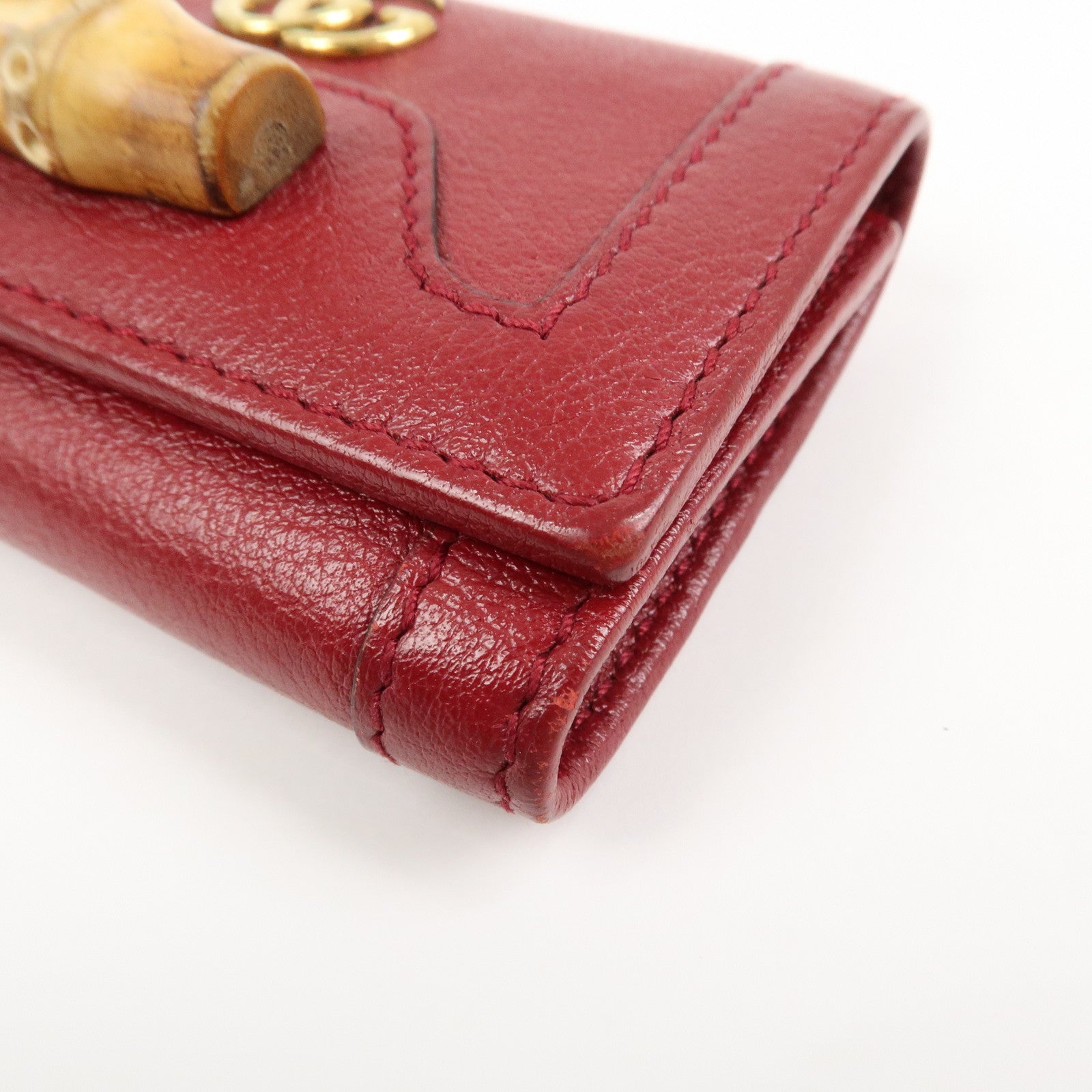 GUCCI GG Marmont Bamboo Leather 6 Key Rings Key Case Red 658636