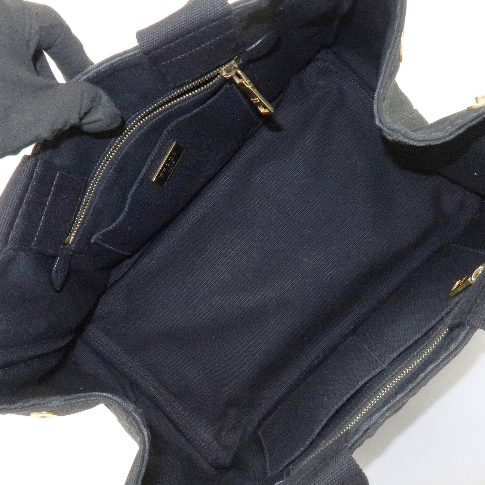 PRADA Canapa Canvas Tote Bag Hand 2Way Bag Black BN1877