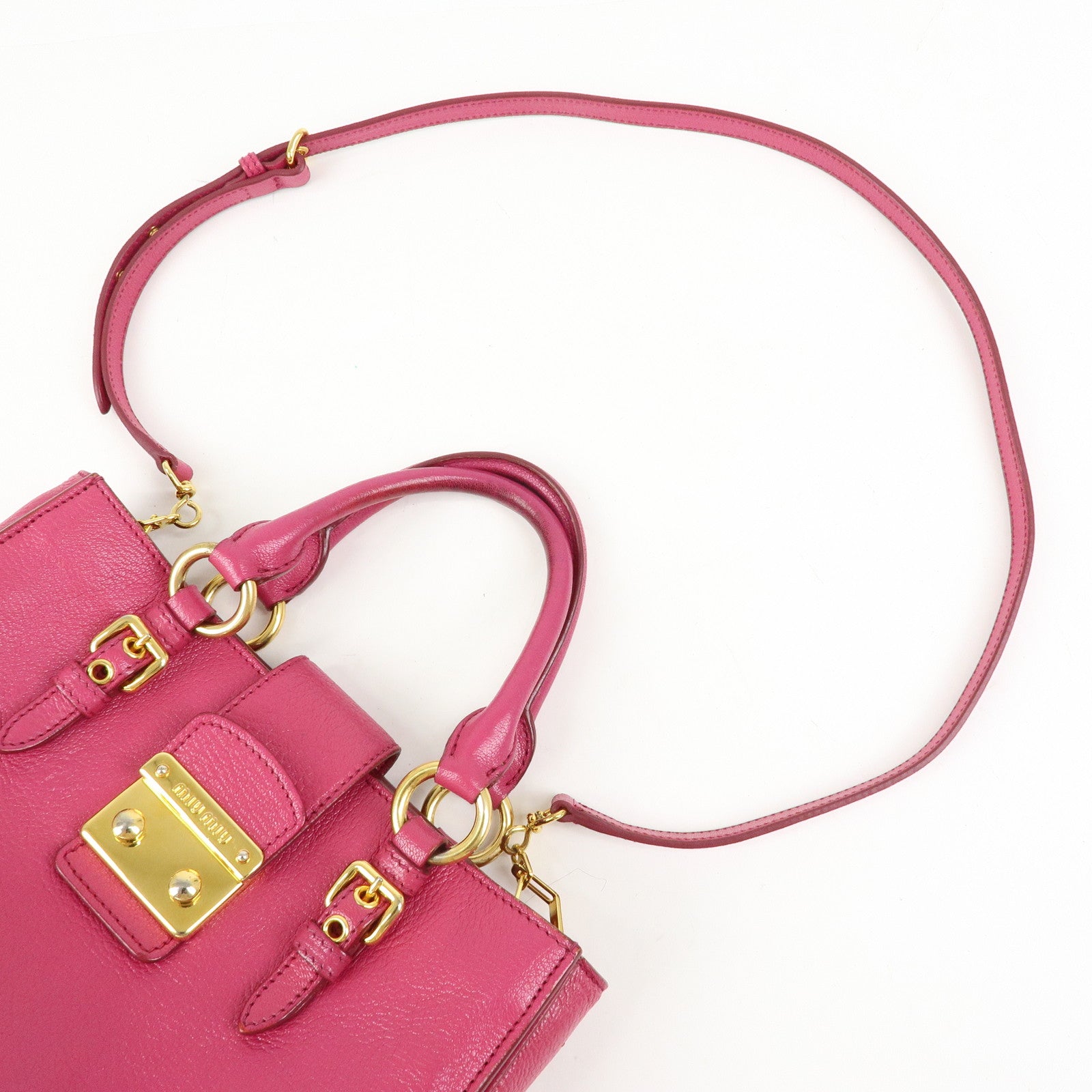 MIU MIU Madras Leather 2Way Bag Hand Bag Shoulder Bag Pink