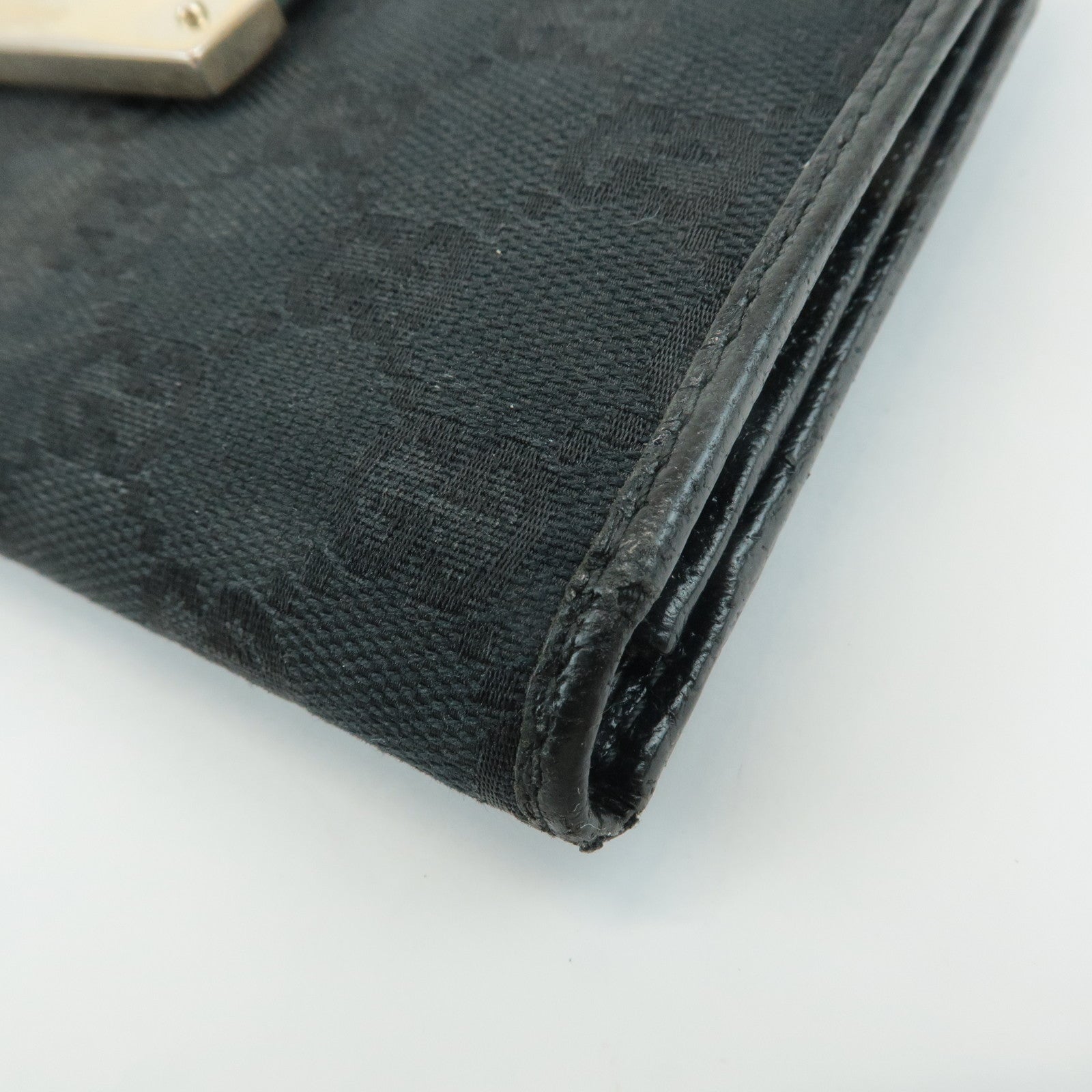 GUCCI Sherry Set of 2 GG Canvas Leather Wallet Brown Black 181672 Used