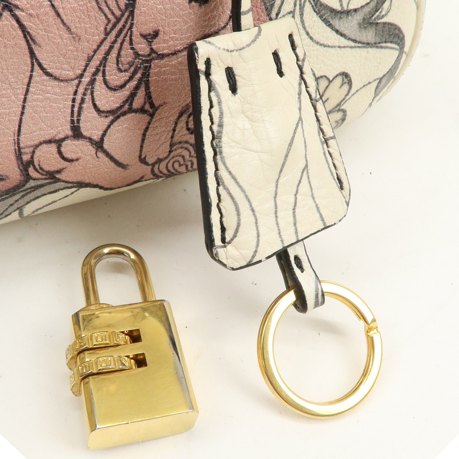 PRADA Triangle Logo Leather 2Way Hand Shoulder Bag Rabbit 1BB113