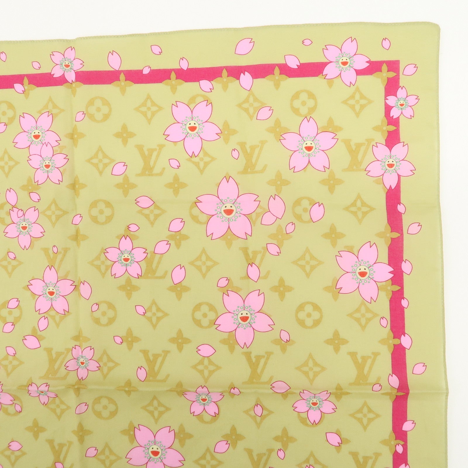 Louis Vuitton Monogram Cotton 100% Scarf Murakami M71921 Used