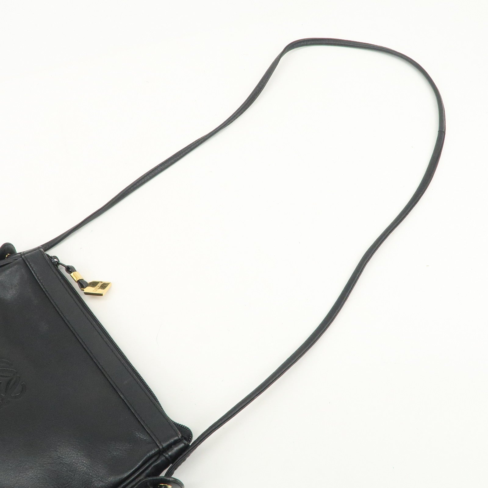 LOEWE Anagram Logo Leather Shoulder Bag Crossbody Bag Black