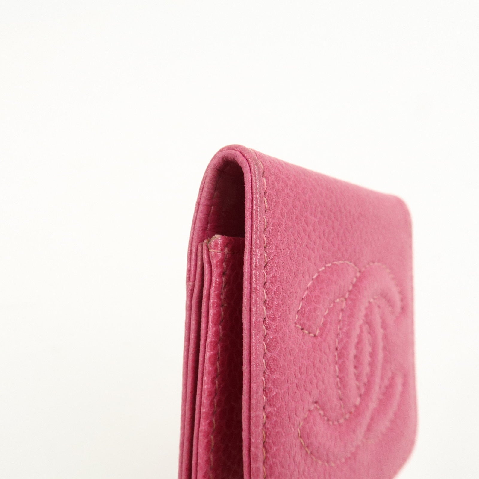 CHANEL COCO Mark Caviarskin Leather Cigarette Case Pink