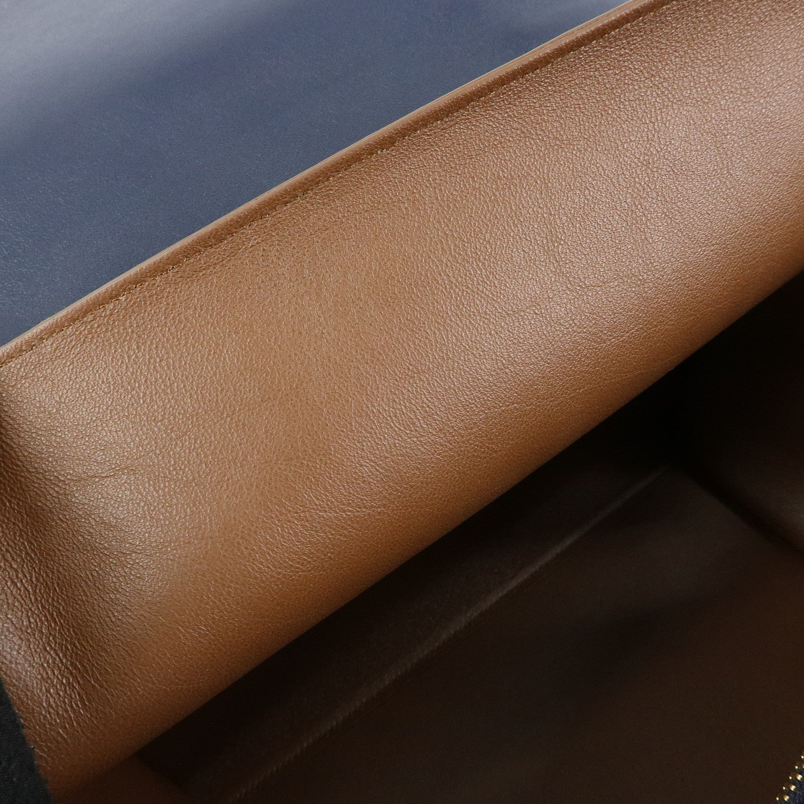 CELINE Leather Suede 2Way Bag Hand Bag Shoulder Bag Navy