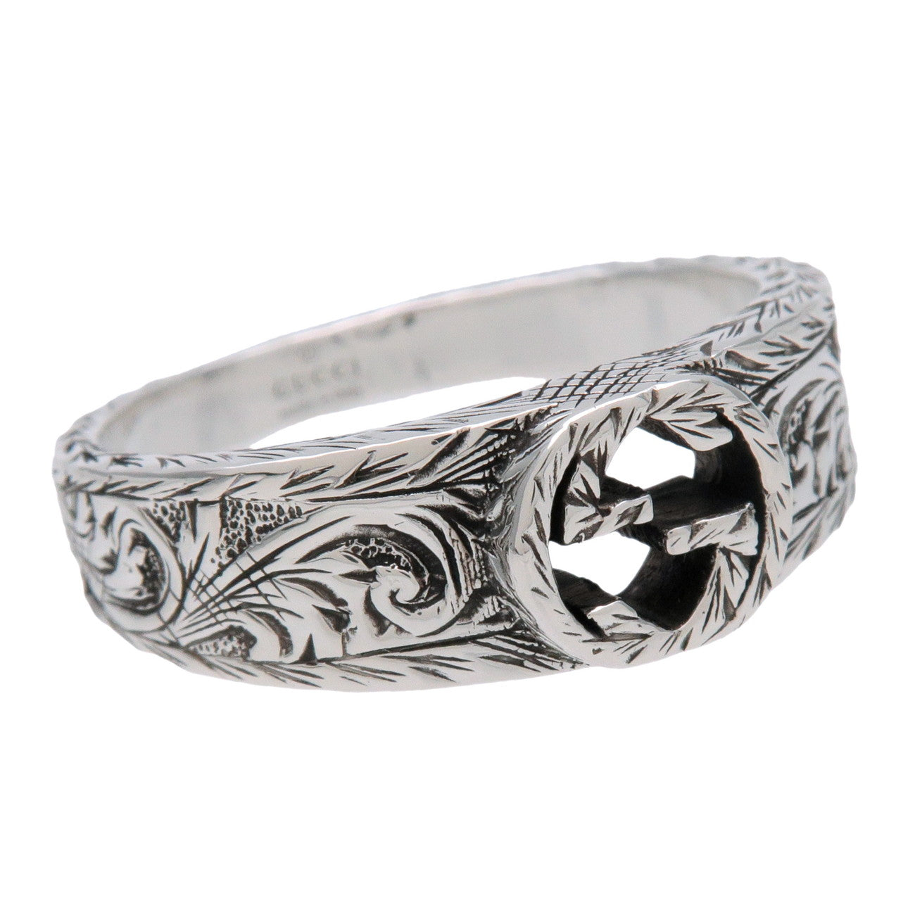 GUCCI Interlocking G Arabesque Ring SV925 Silver #25 US11 EU64.5