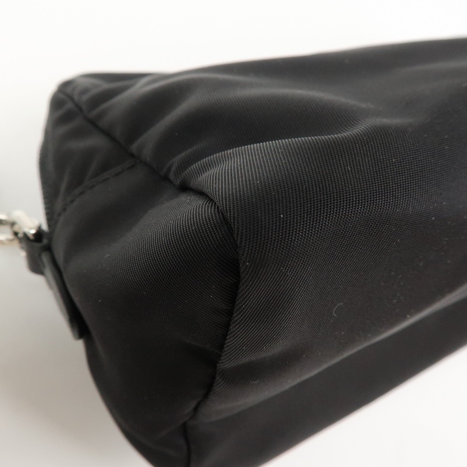 PRADA Logo Nylon Leather Pouch Cosmetic Pouch Black 1NE693