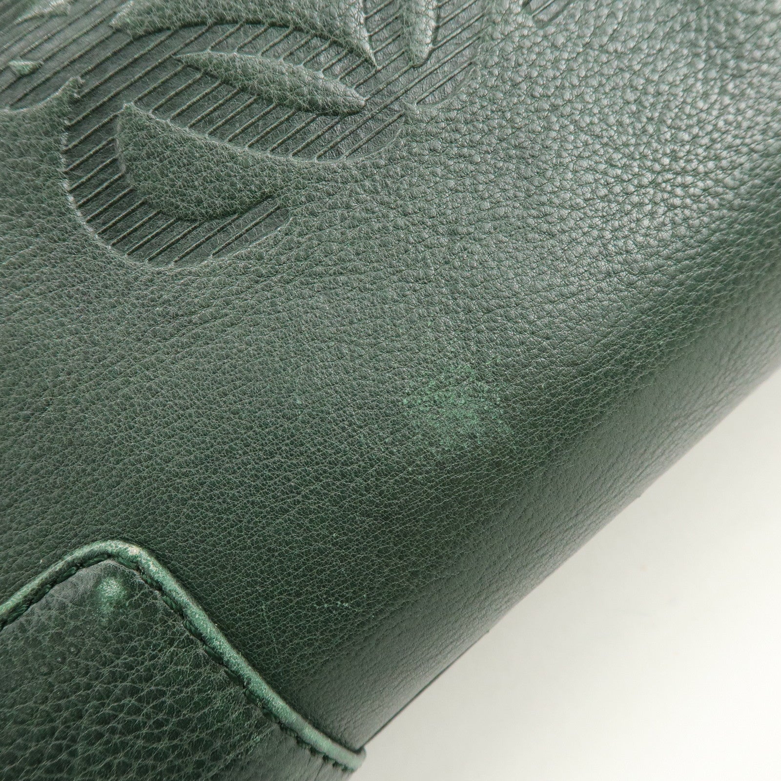 LOEWE Anagram Leather Tote Bag Hand Bag Green