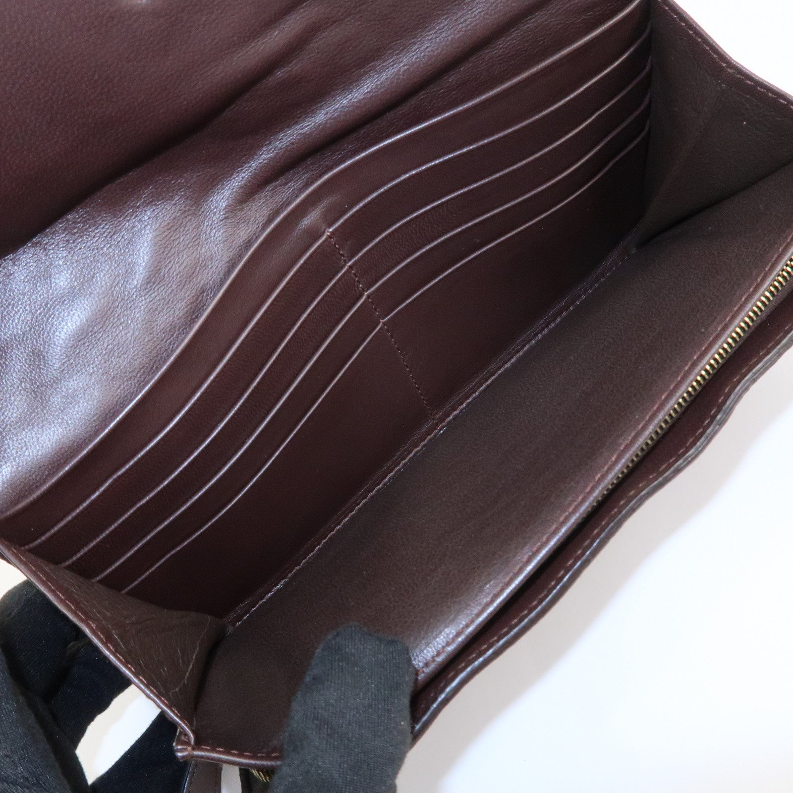 BOTTEGA VENETA Intrecciato Leather Long Wallet Brown Used