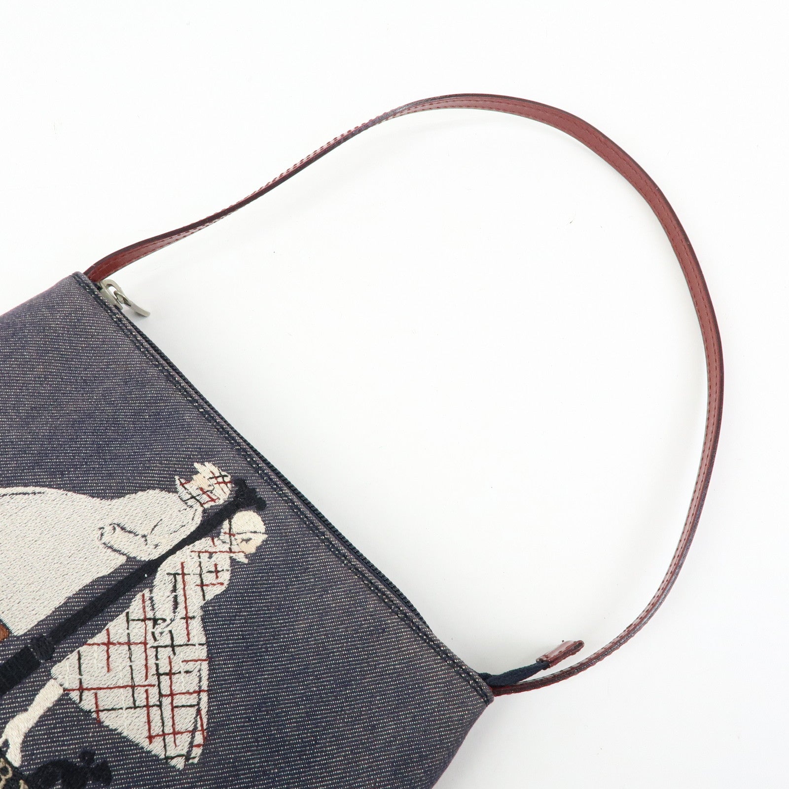 BURBERRY Denim Patent Leather Shoulder Bag Hand Bag Black Bordeaux