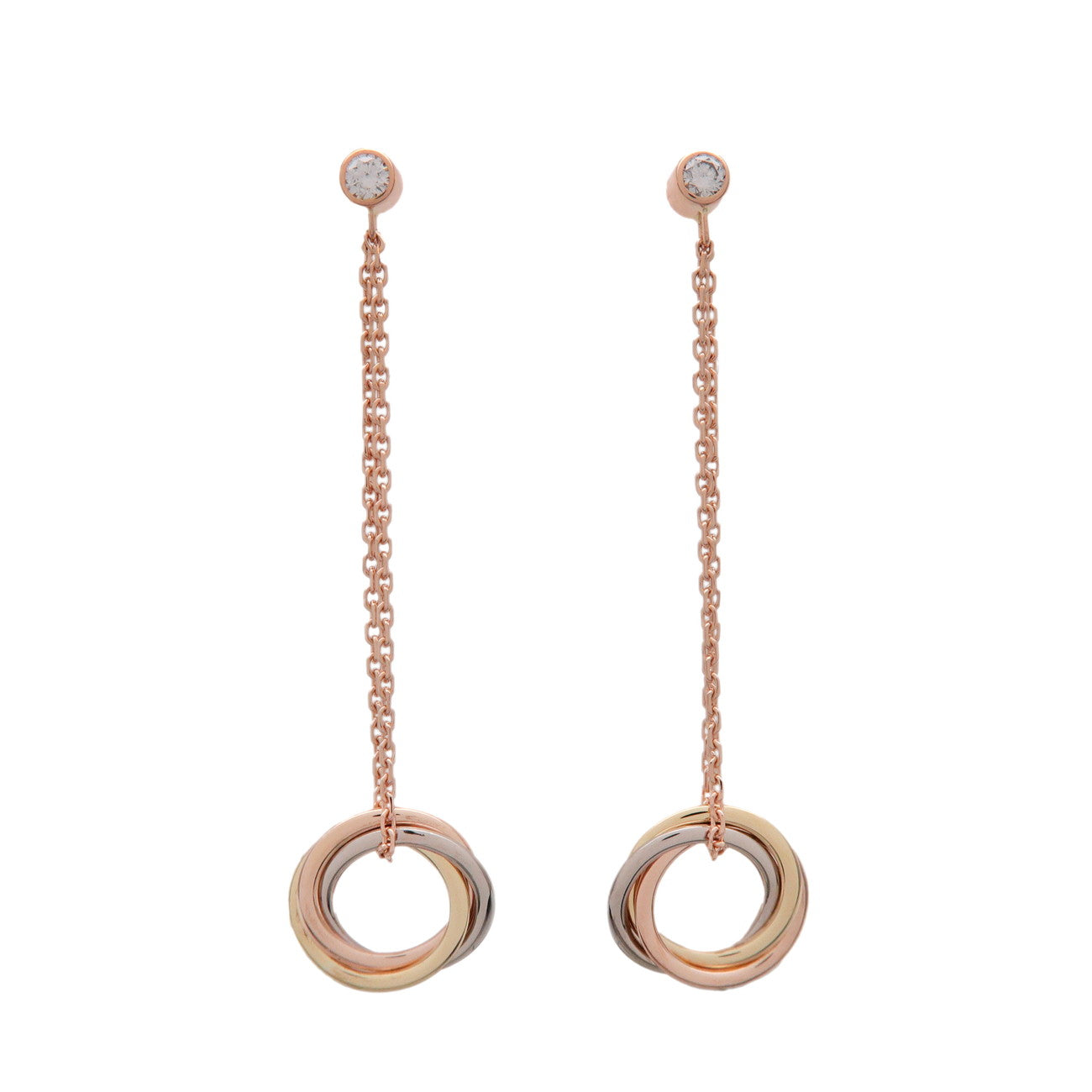 Cartier Sweet Trinity 1P Diamond Earrings K18 750WG/PG/YG