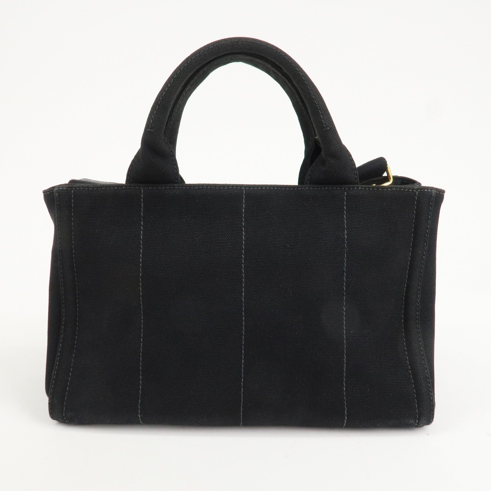 PRADA Canapa Mini Canvas 2Way Hand Bag Tote Bag Black 1BG439 Used