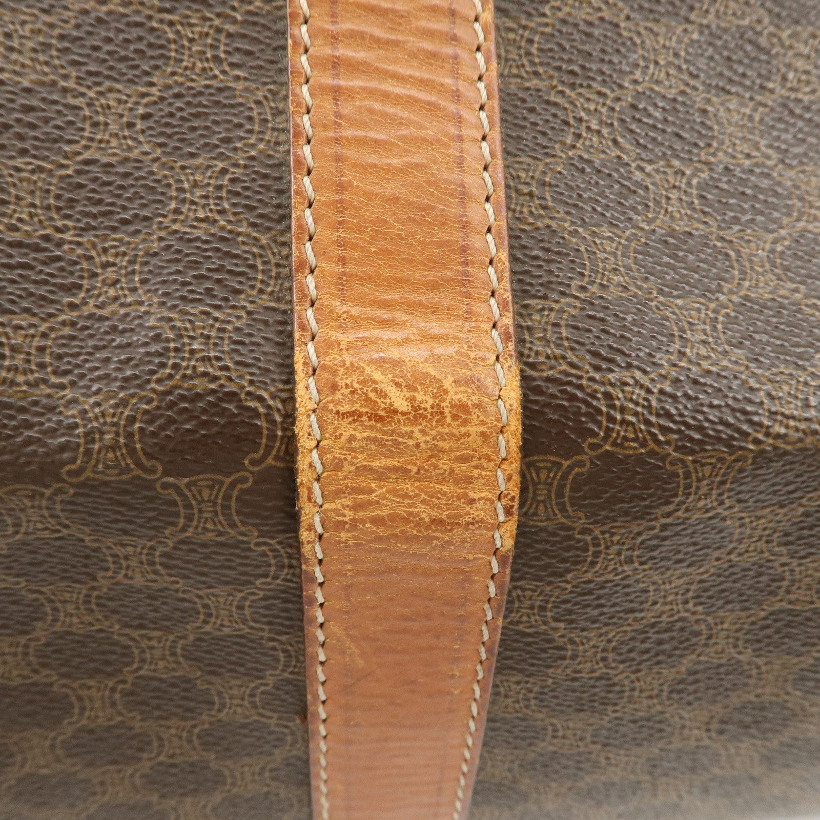 CELINE Macadam PVC Leather Boston Bag Travel Bag Brown