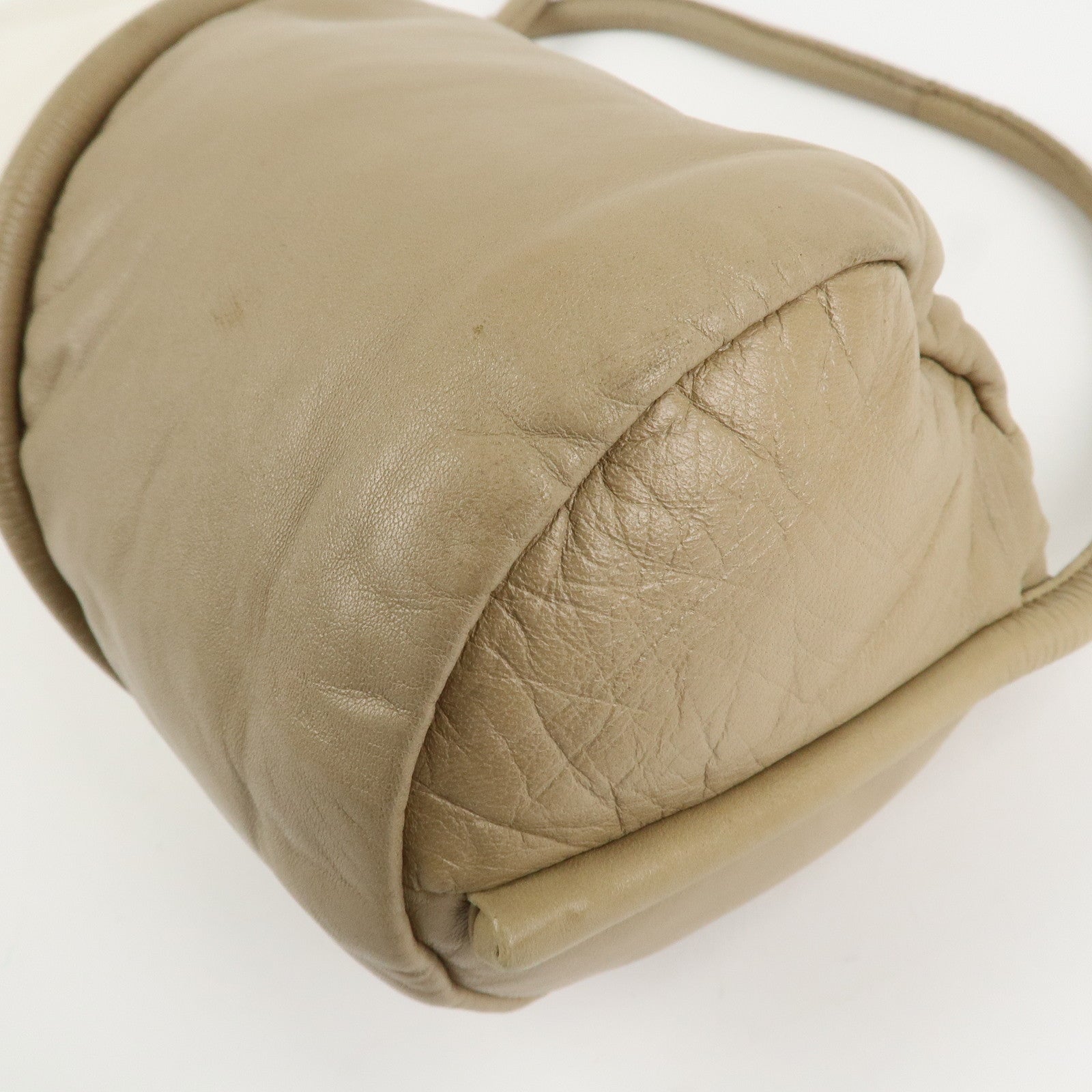 LOEWE Leather Shoulder Bag Crossbody Bag Beige White Used