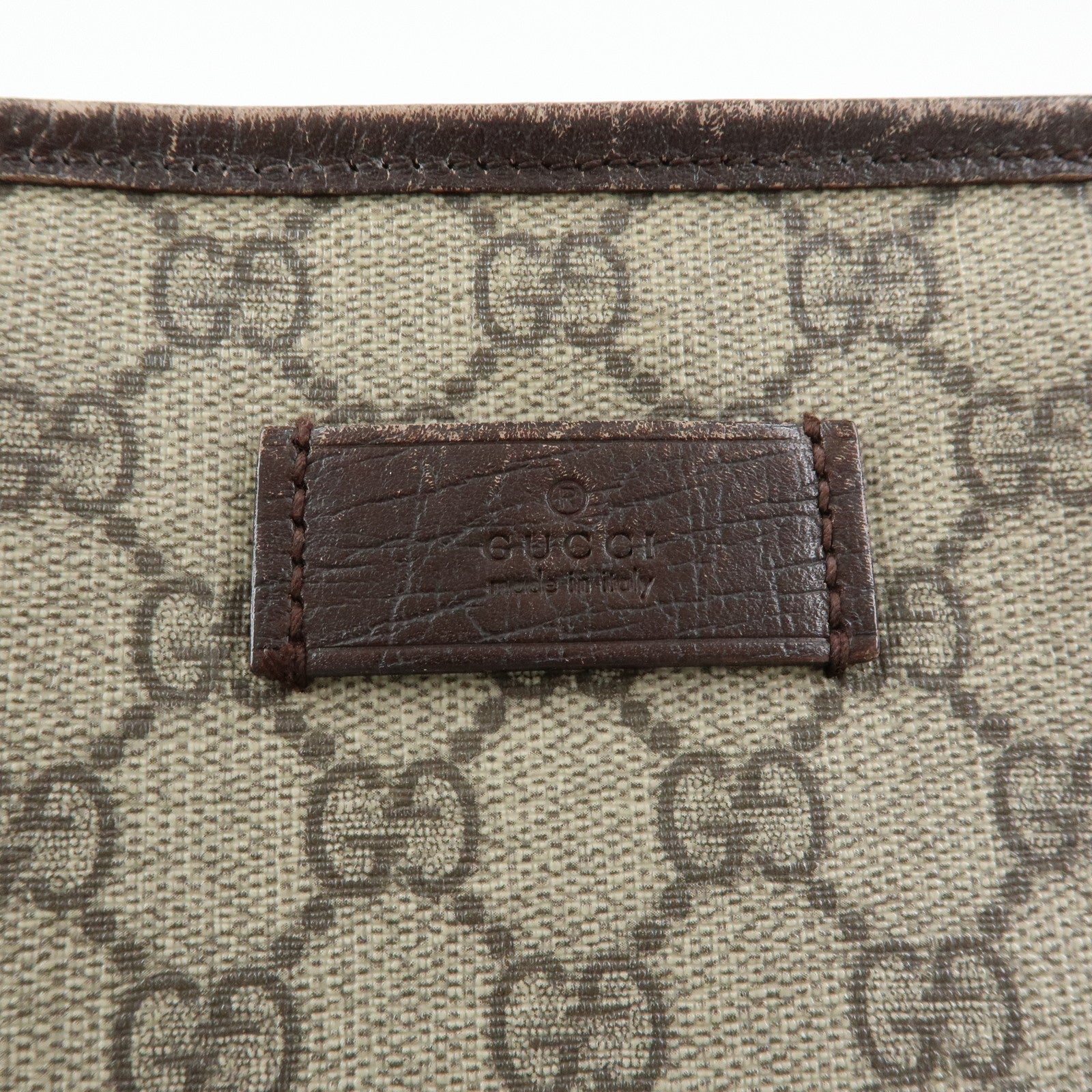 GUCCI GG Supreme Leather Tote Bag Shoulder Bag Beige Brown 114595