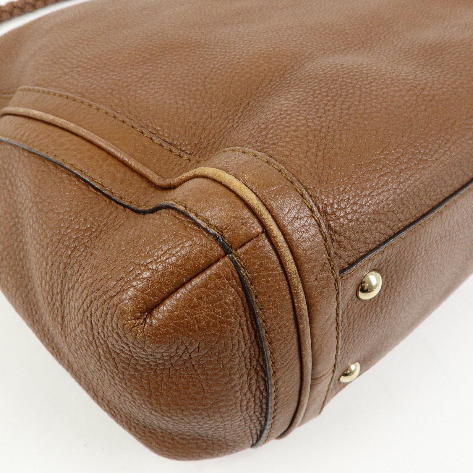 GUCCI Bamboo Leather Shoulder Bag Hand Bag Tassel Brown 269947