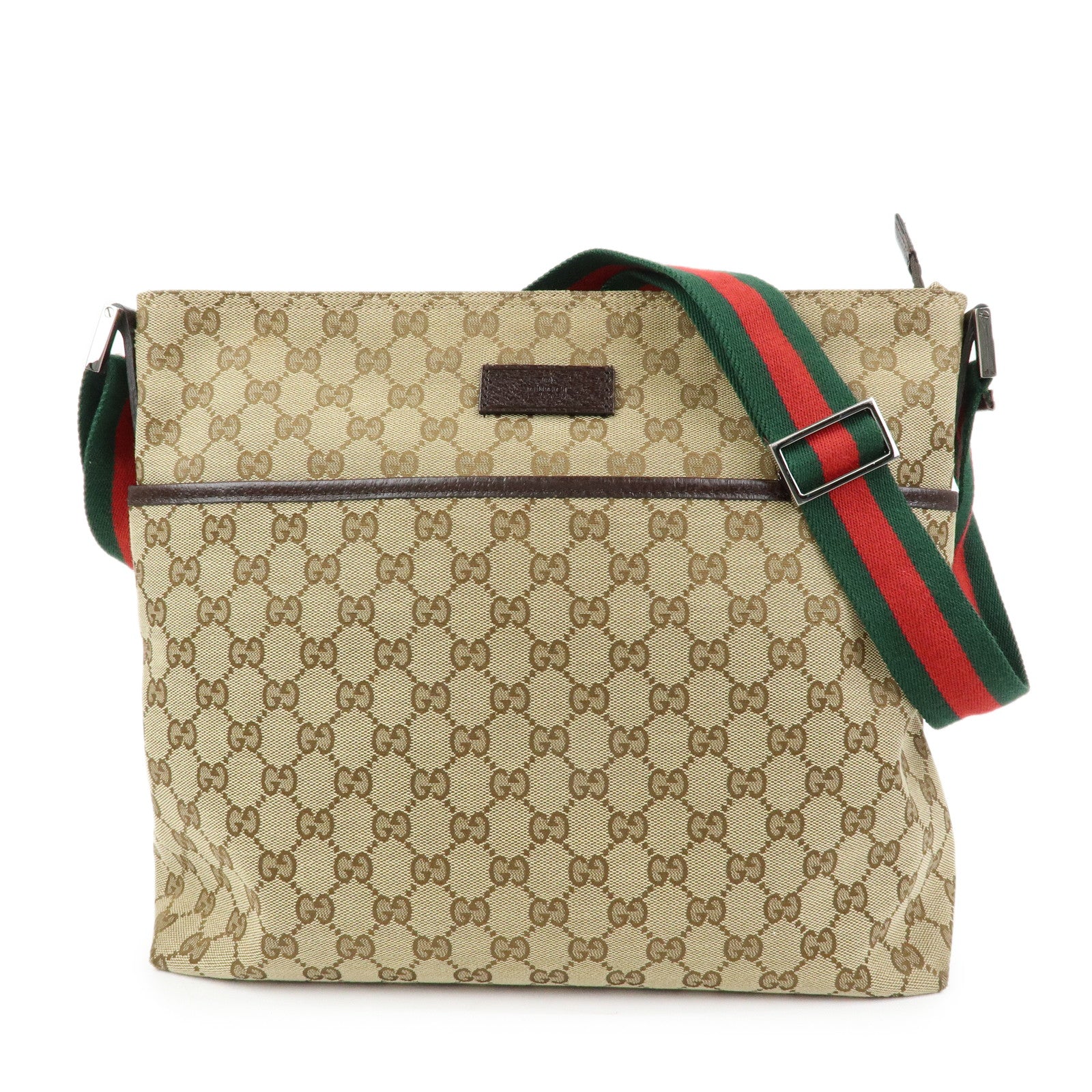 GUCCI Sherry GG Canvas Leather Shoulder Bag Beige Brown 189751