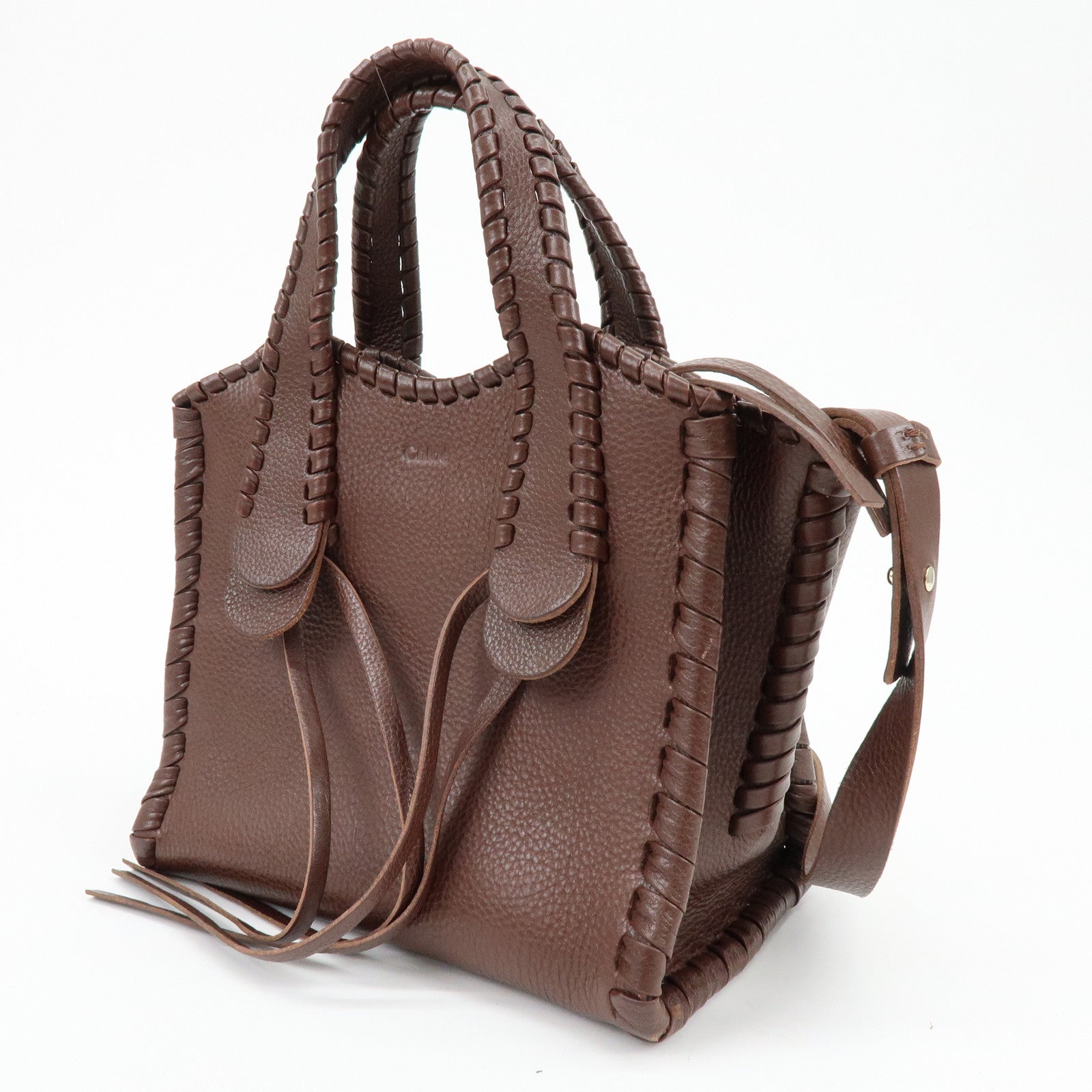 Chloe Mony Leather 2Way Bag Shoulder Bag Hand Bag Brown